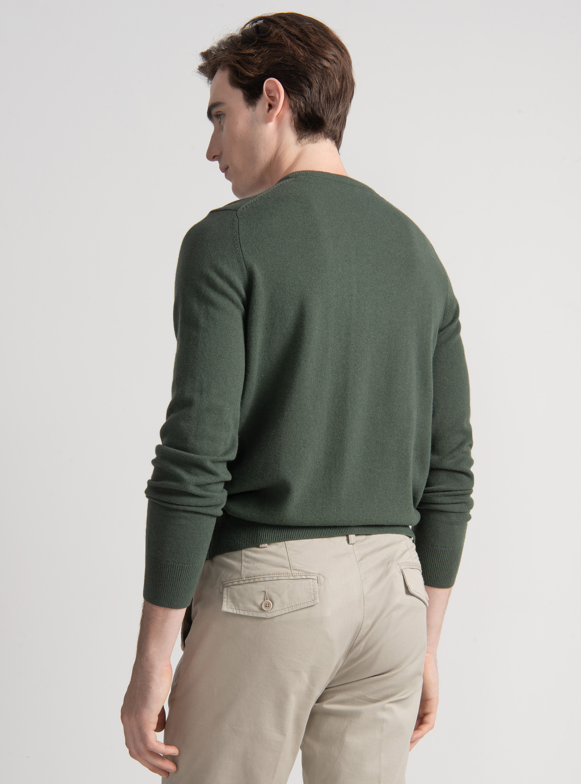 Maglia girocollo in lana lambswool e cashmere, MILITARE 0609C