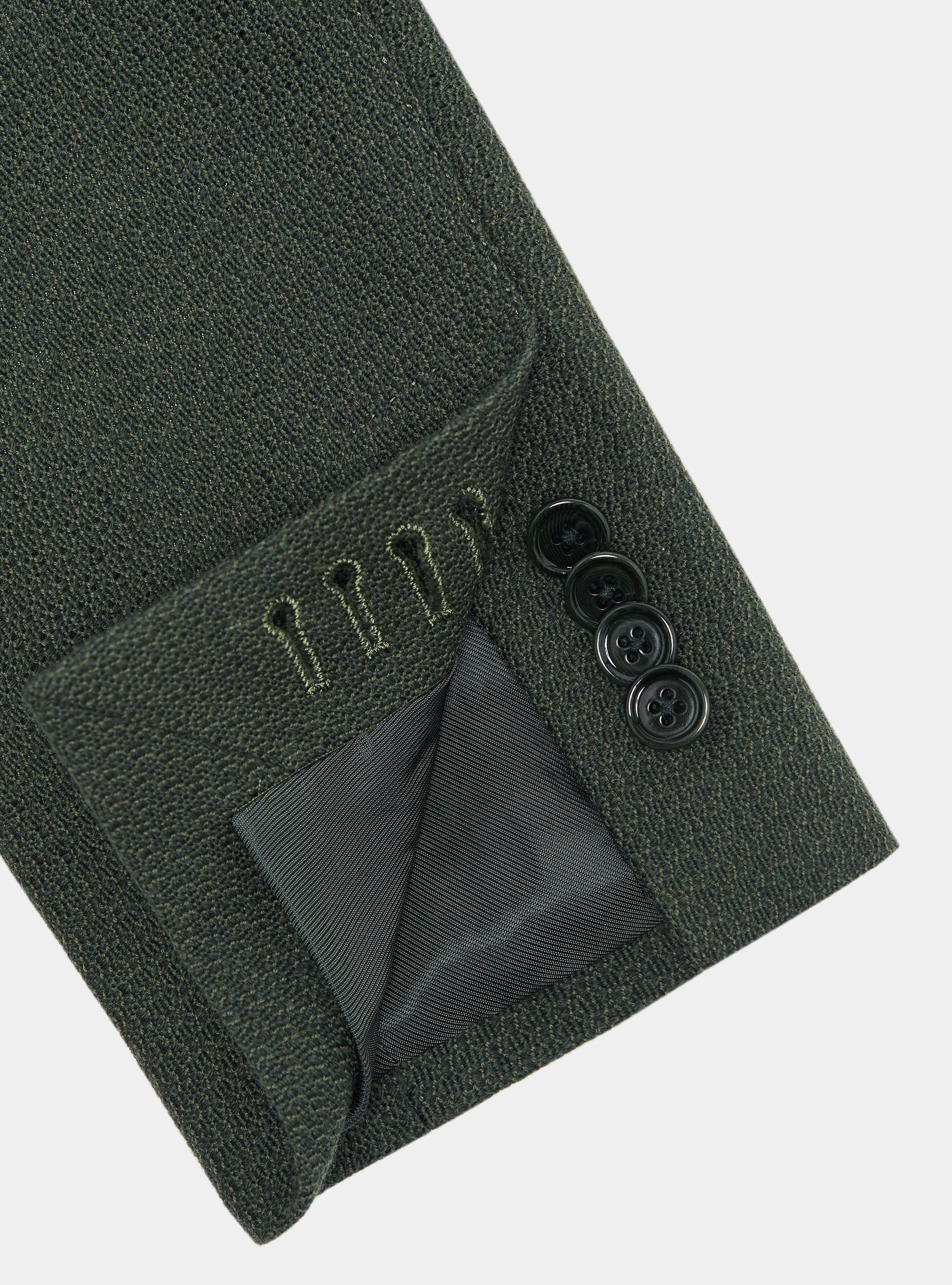 Wool and cotton leno blazer, GREEN