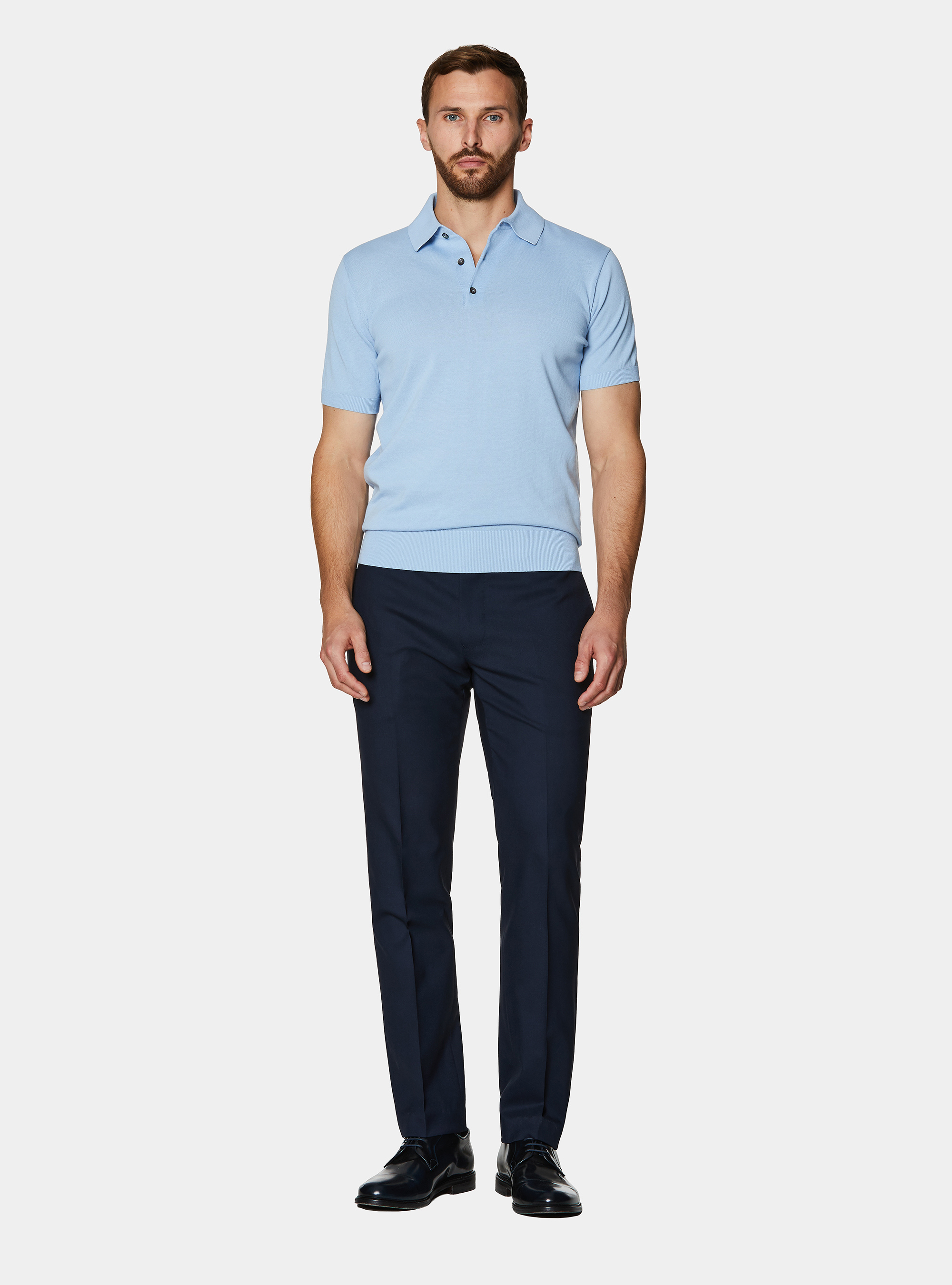 Poloshirt aus extrafeinem Baumwollstrick, 0266C AZZURRO