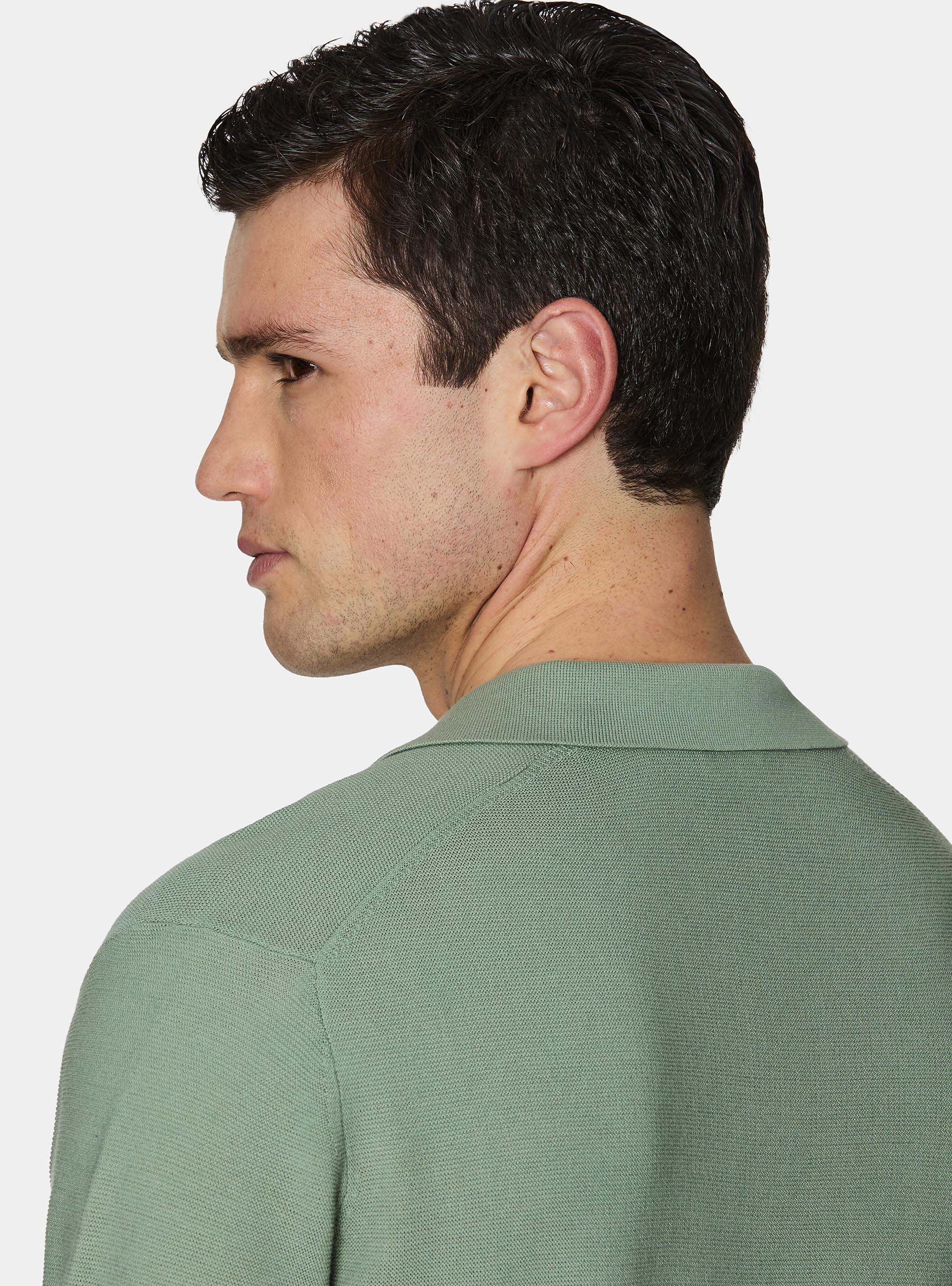 Knitted links polo shirt in extra-fine cotton, SALVIA 0602C
