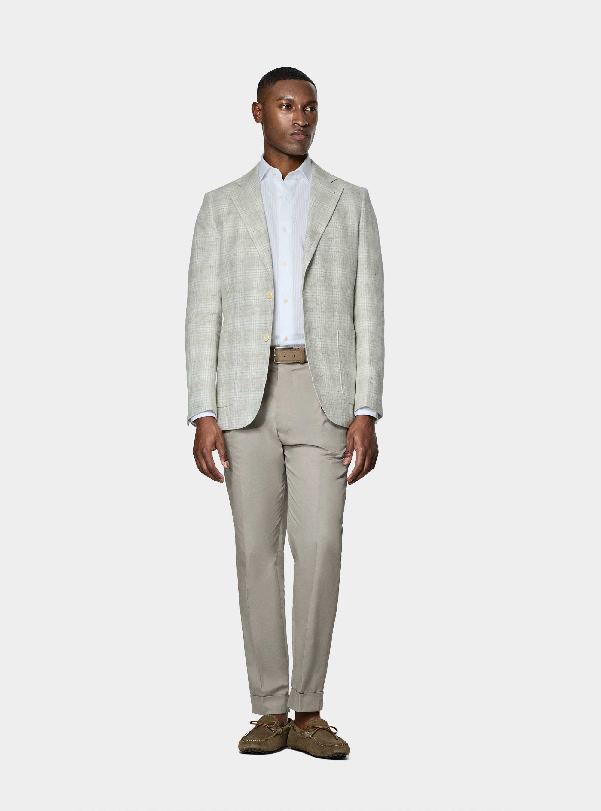 Linen-blend patterned blazer, GRIGIO MELANGE 0151C