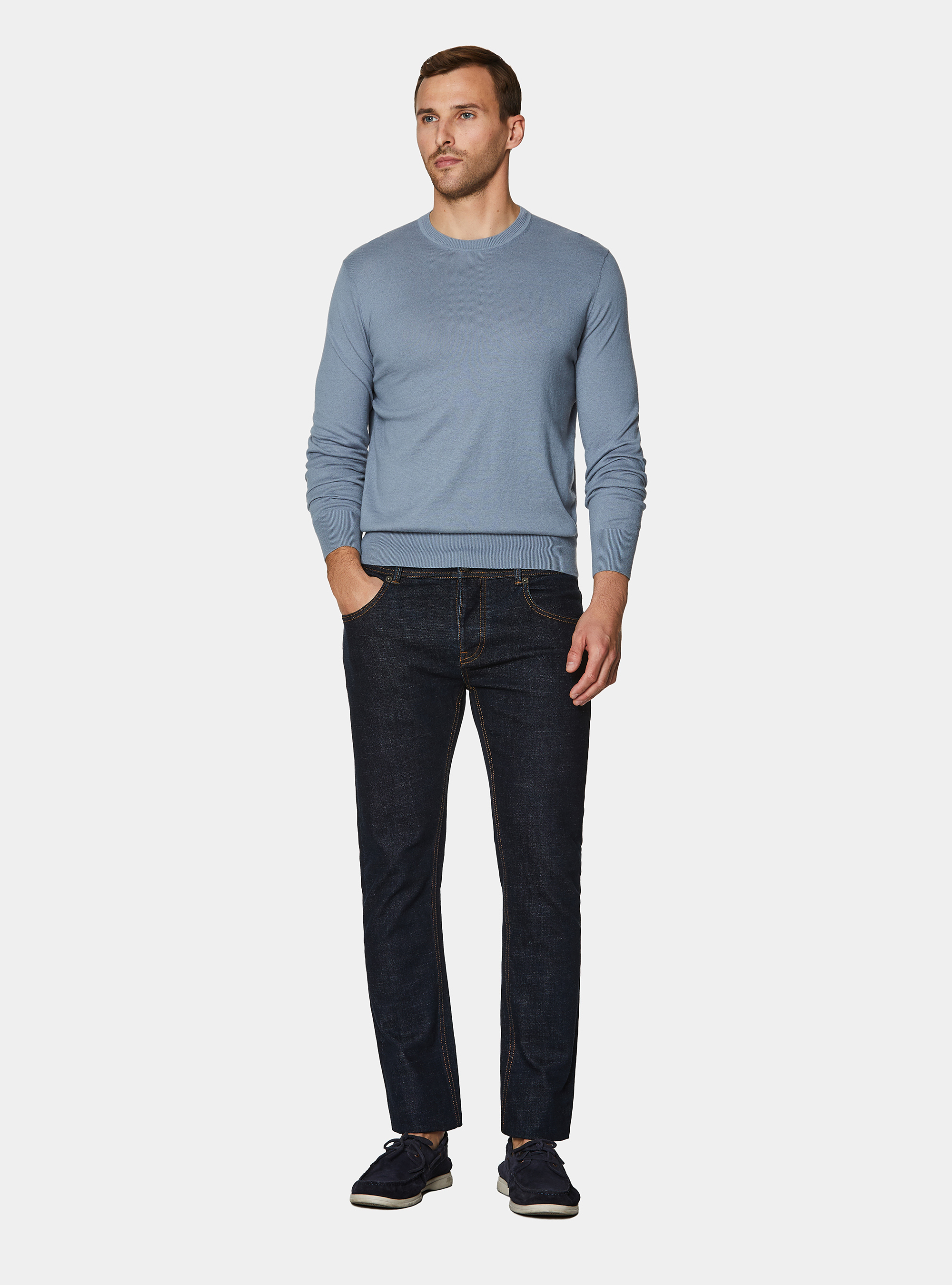 Rundhals-Pullover aus Baumwolle, Seide und Kaschmir, AVIO 0292C