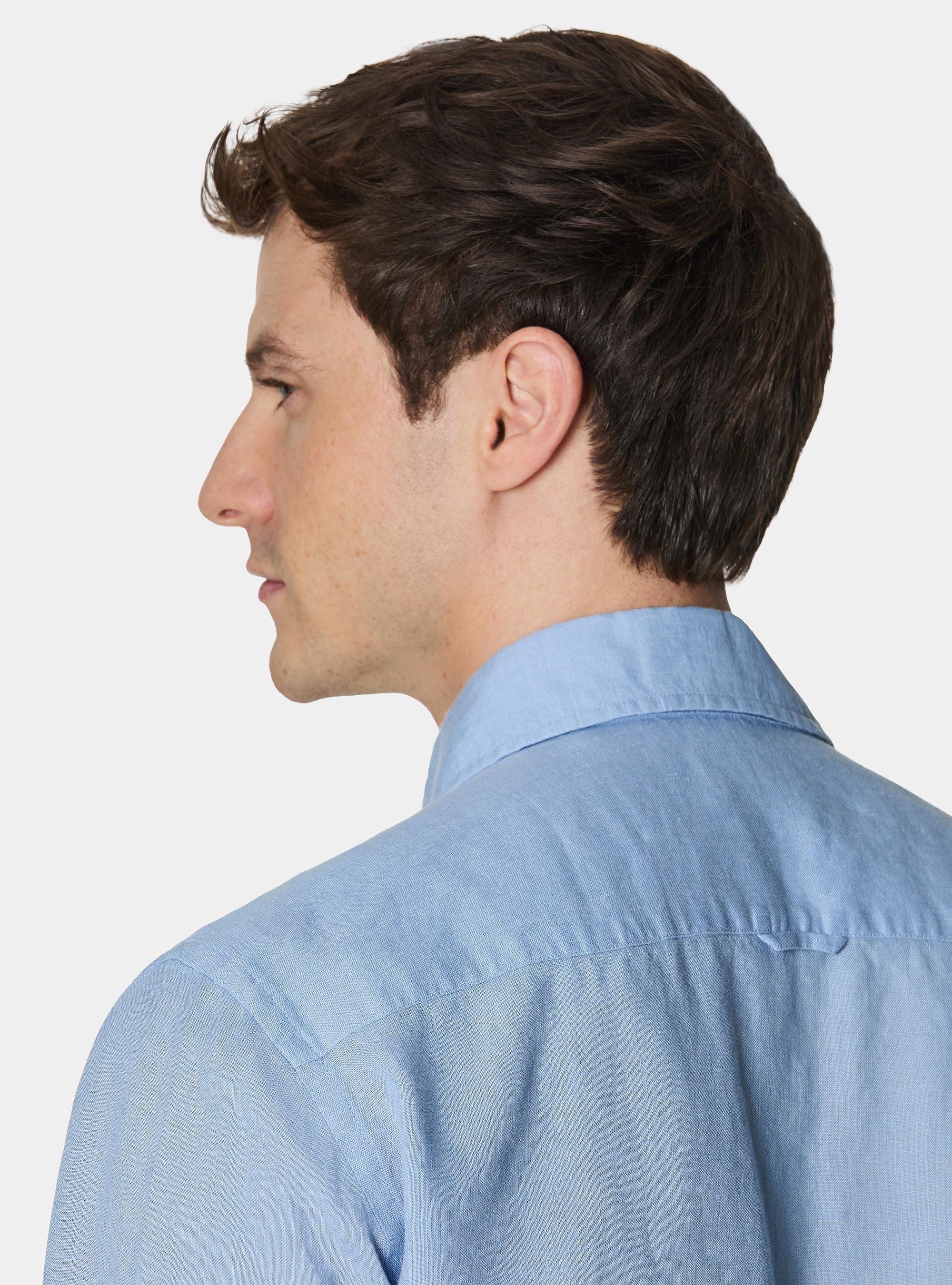 Pure linen shirt, 0266C AZZURRO