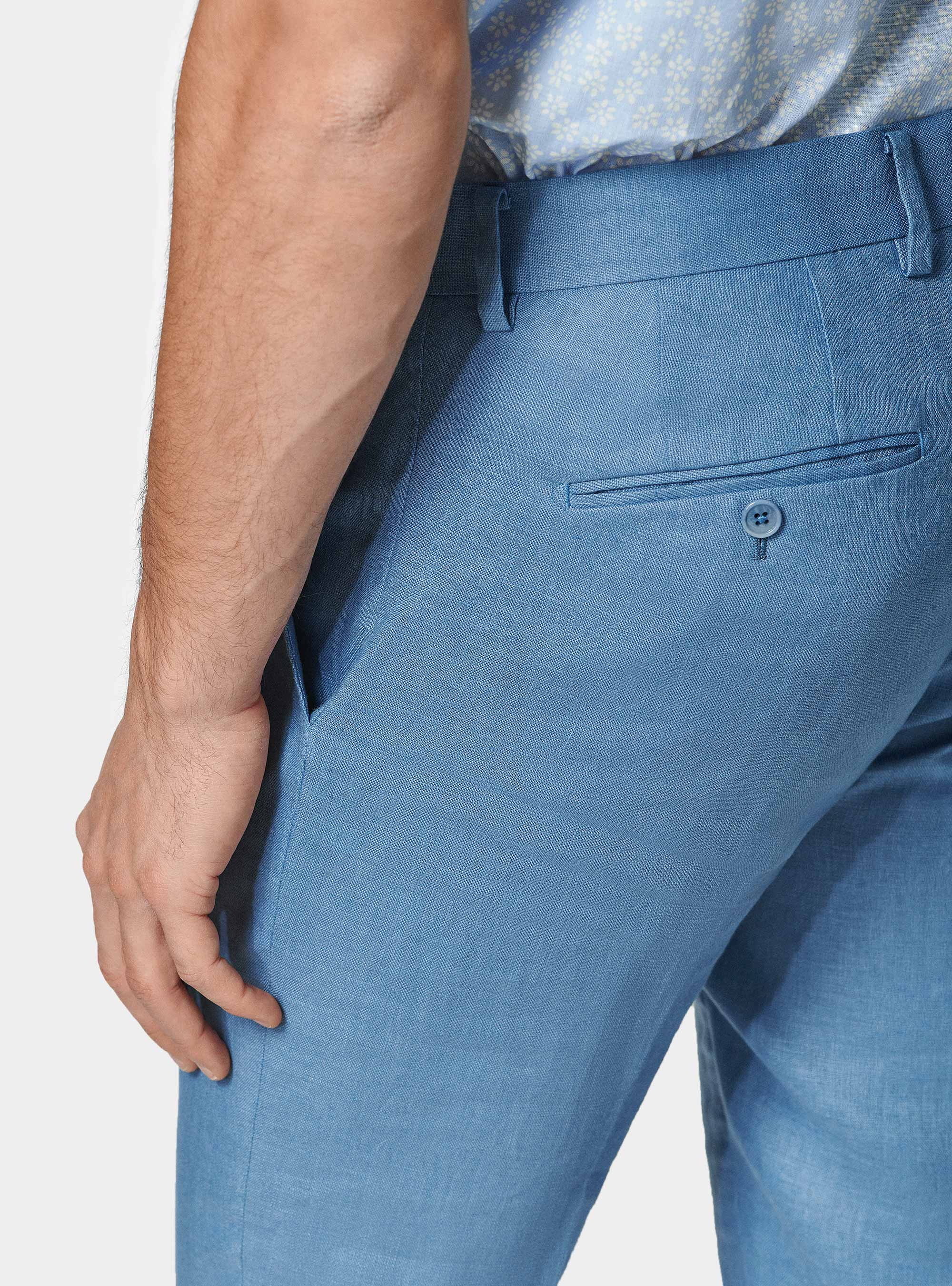 Pure linen suit trousers, AZZURRO POLVERE 0283C