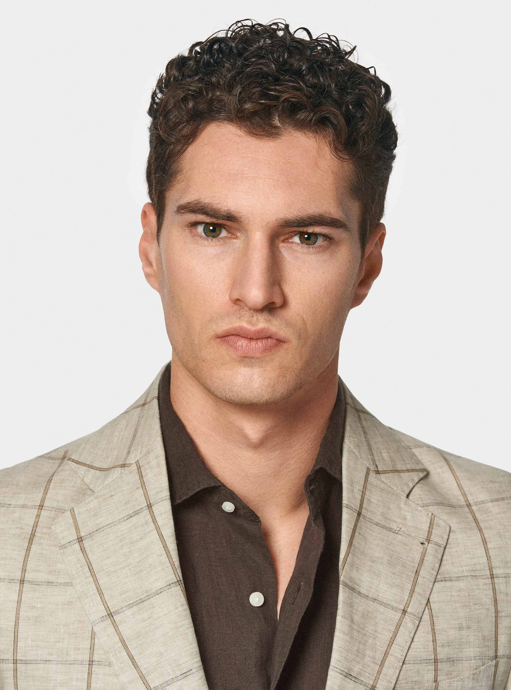 Fancy blazer in delav&eacute; linen, SAND