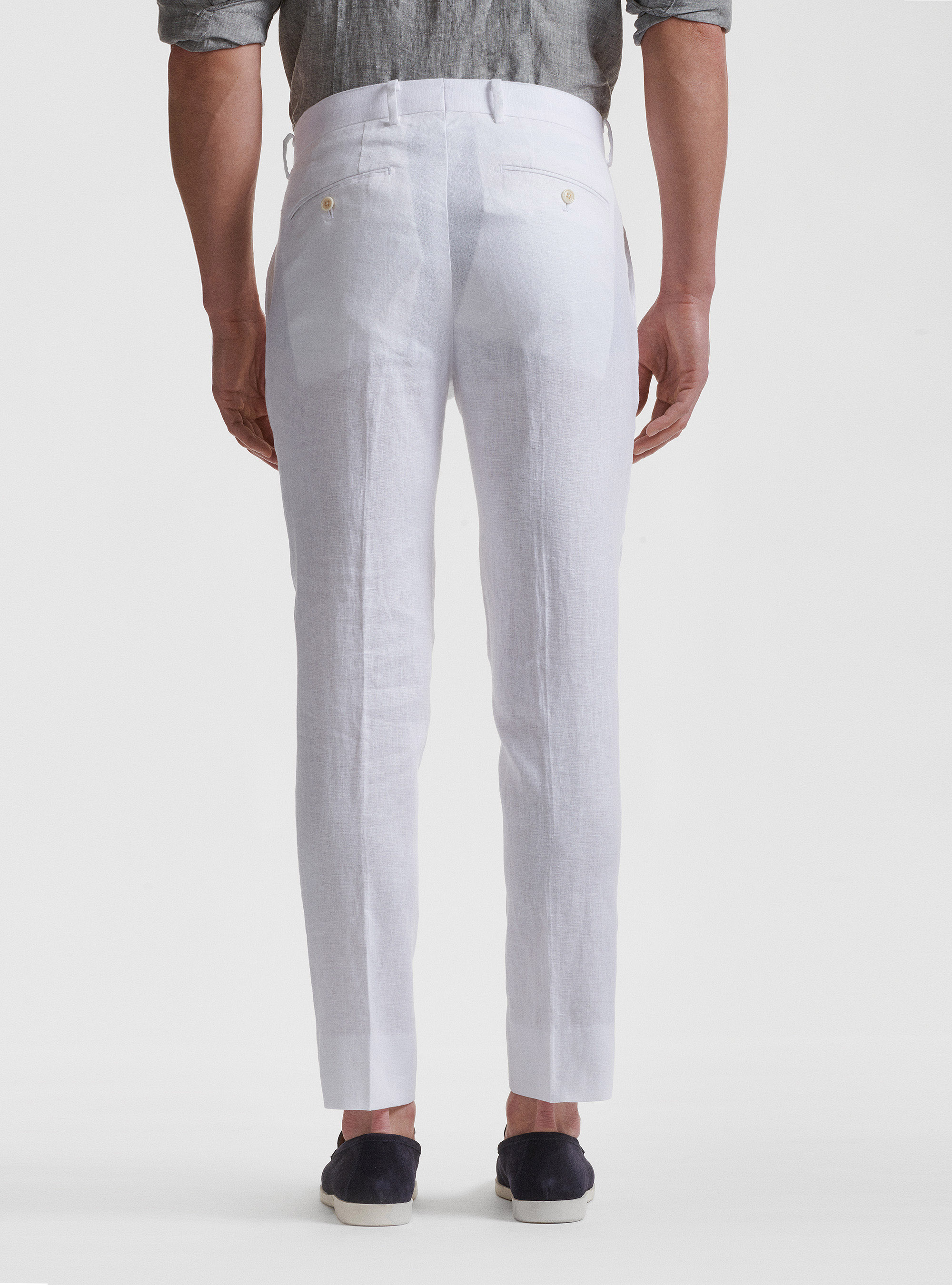 Pure linen suit trousers, WHITE