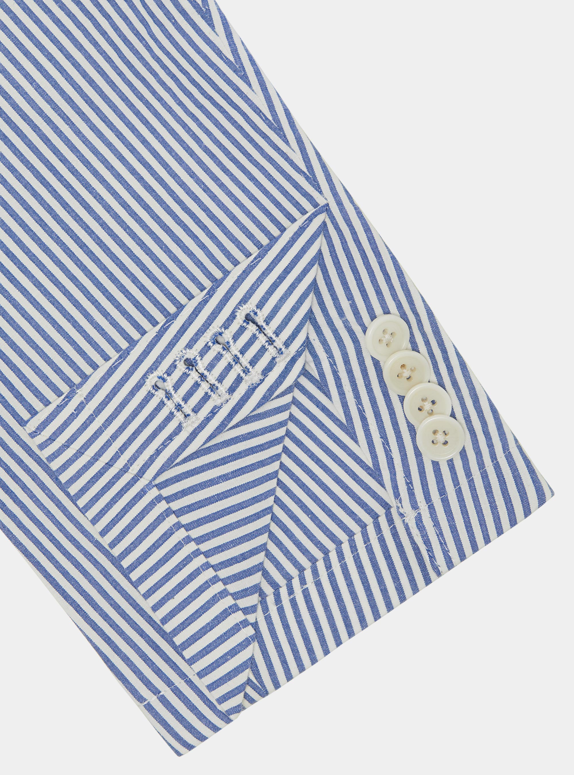 Striped blazer in seersucker cotton, BLUE