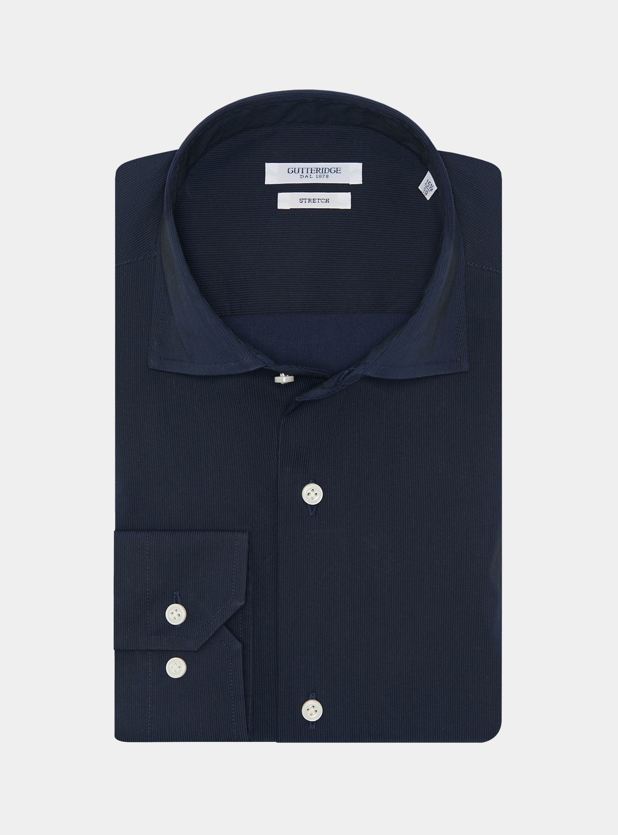 Camicia in cotone piquet stretch, BLU NAVY