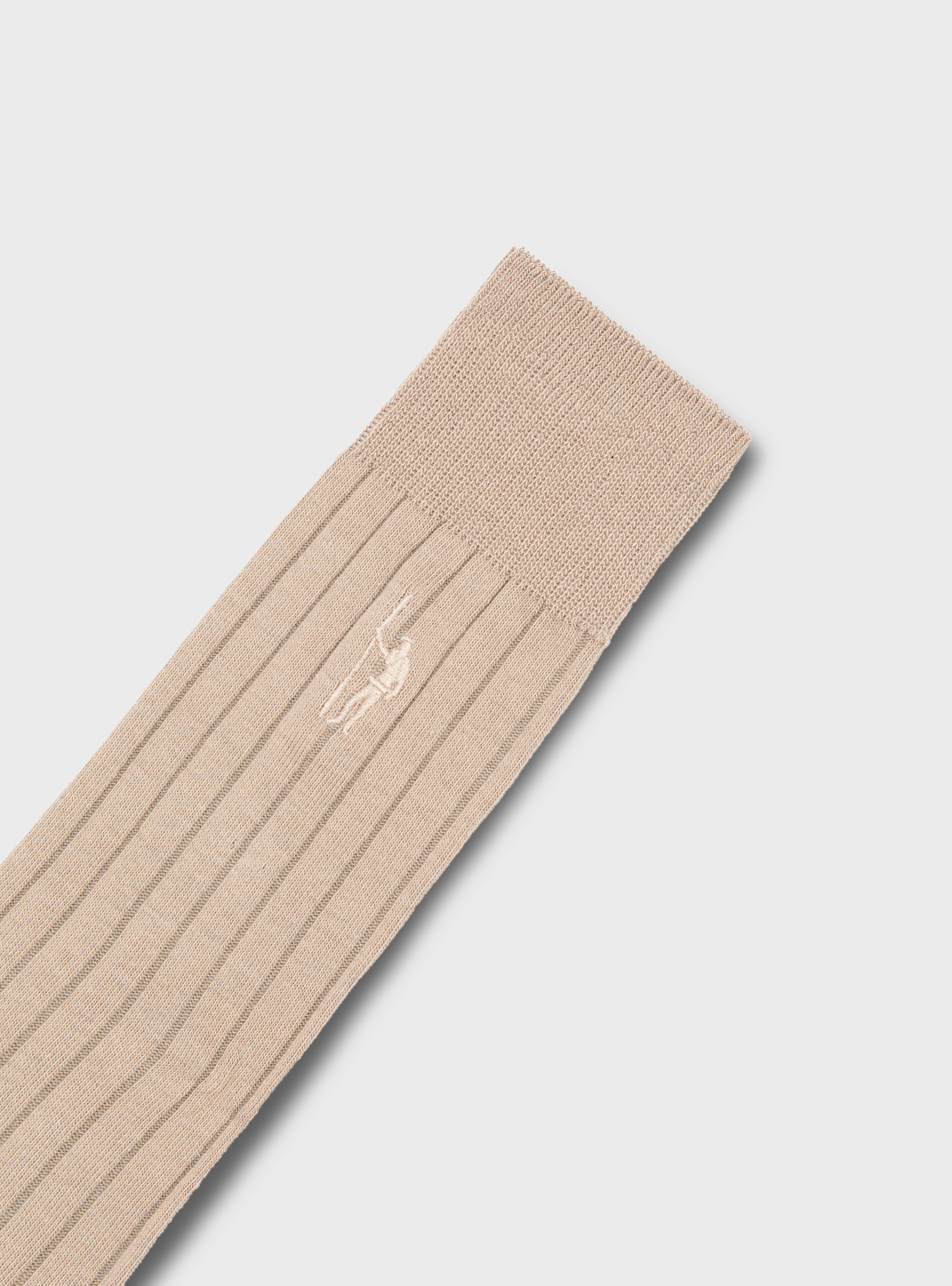 Ribbed socks with embroidery, SAND