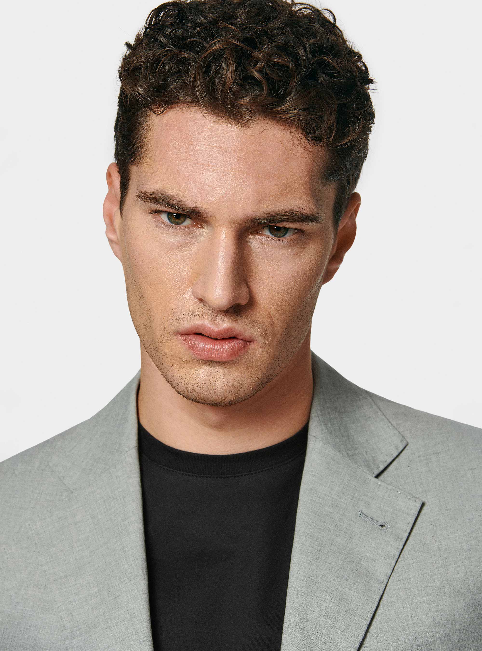 Grey stretch cotton suit blazer, GRIGIO MELANGE 0151C