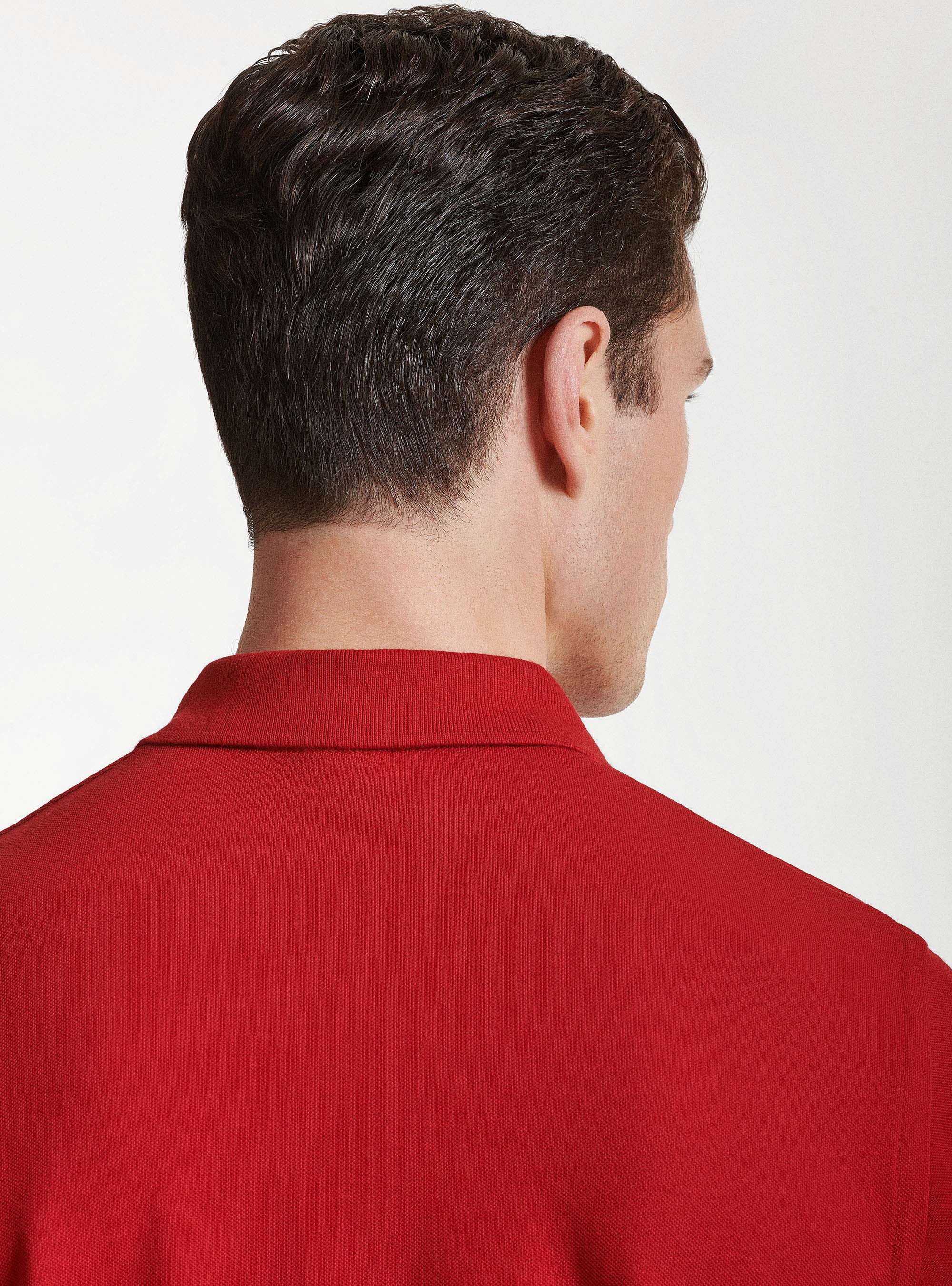Polo in piquet con ricamo, ROSSO