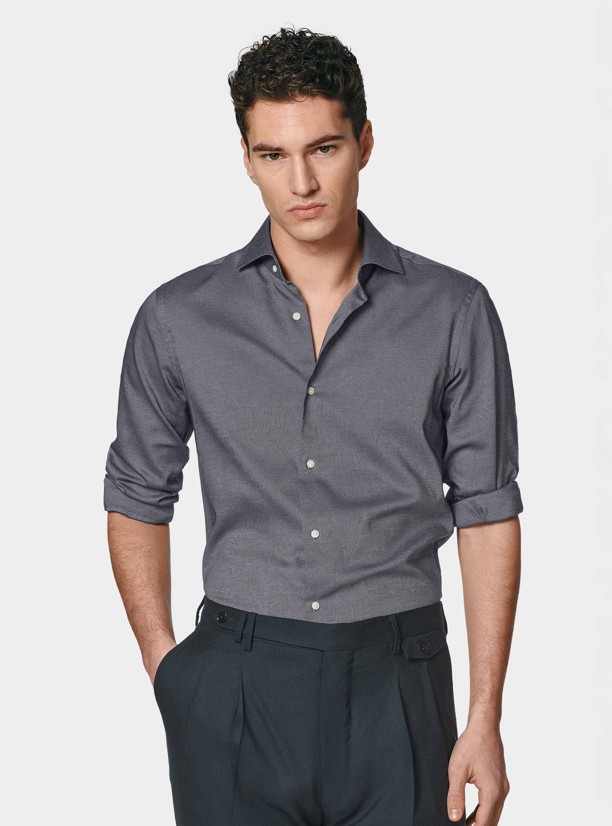 Camicia in cotone oxford, BLU NAVY
