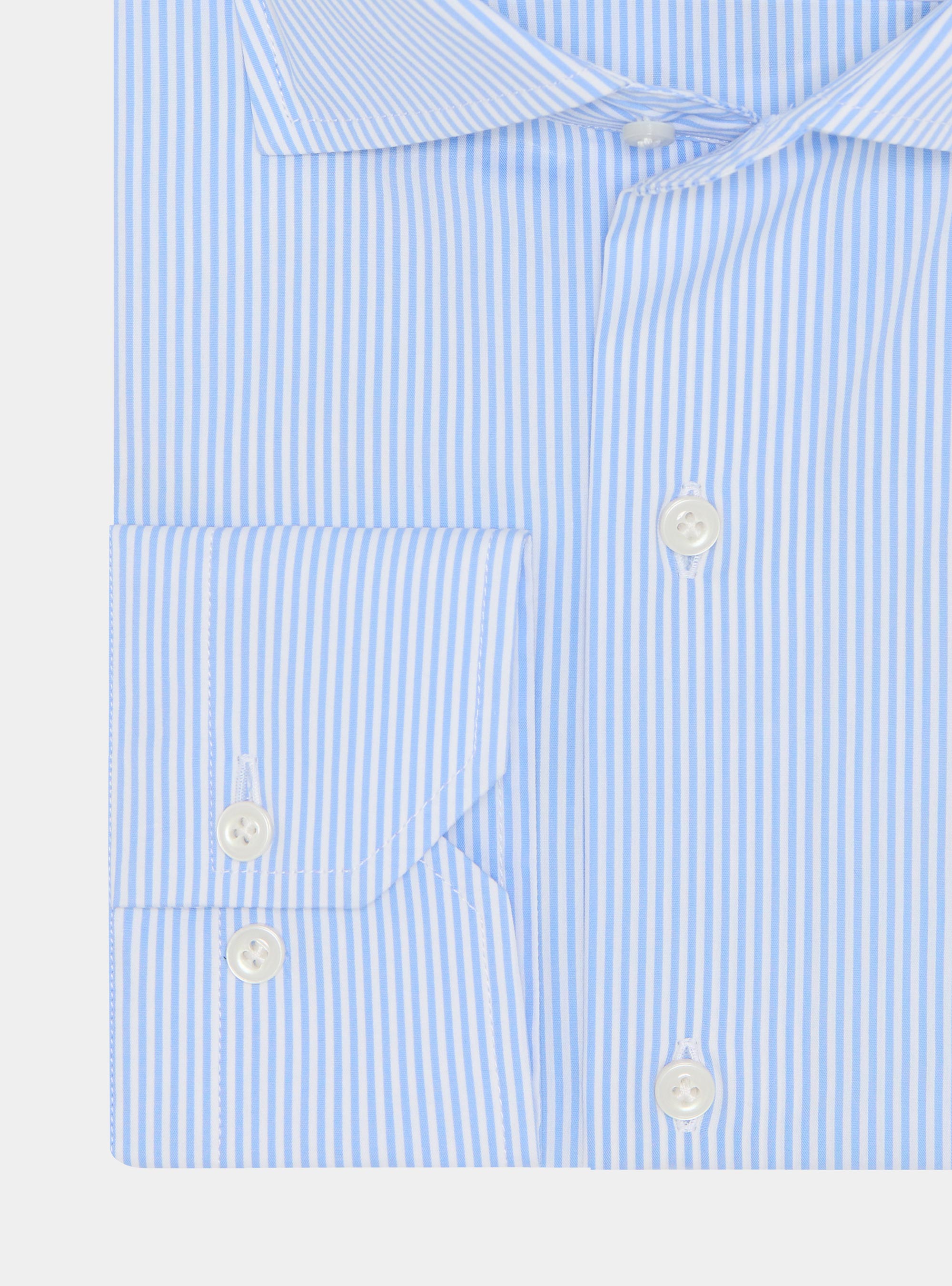 Camisa de rayas de popel&iacute;n de algod&oacute;n el&aacute;stico, CELESTE