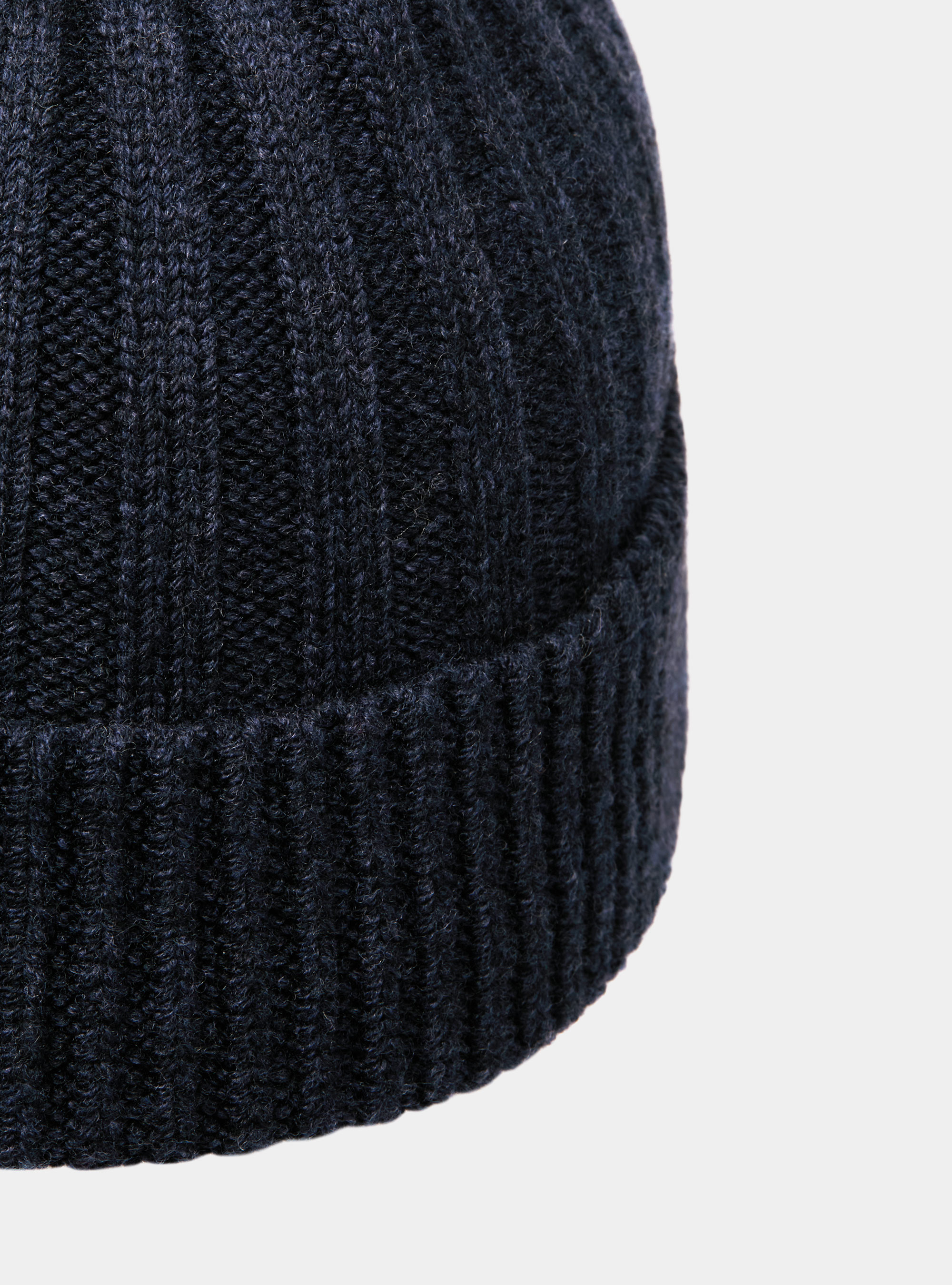 Englische Rippenm&uuml;tze aus Kaschmir, NAVY 0218C