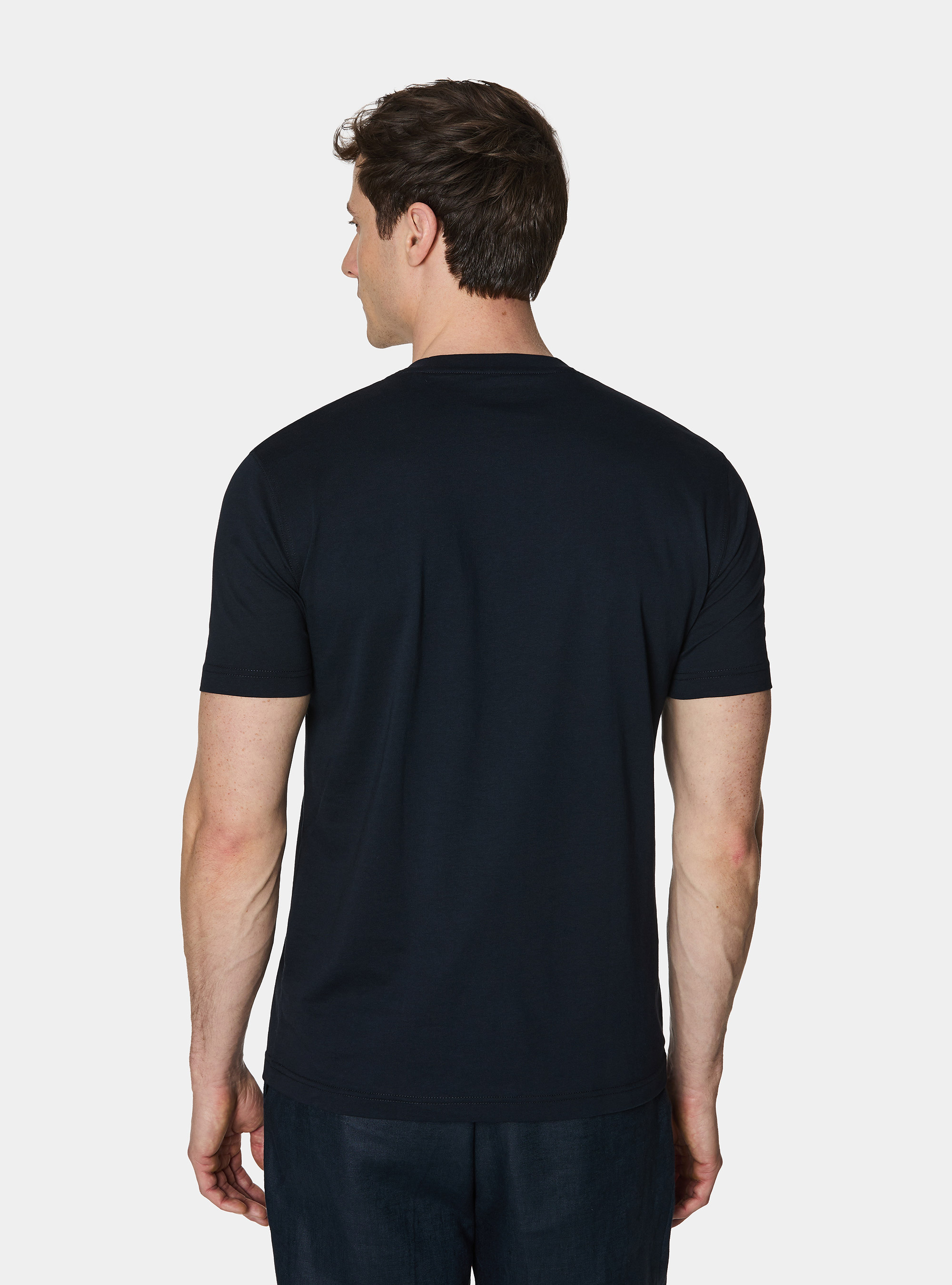 T-shirt &agrave; demi-manches en coton Supima, BLEU MARINE