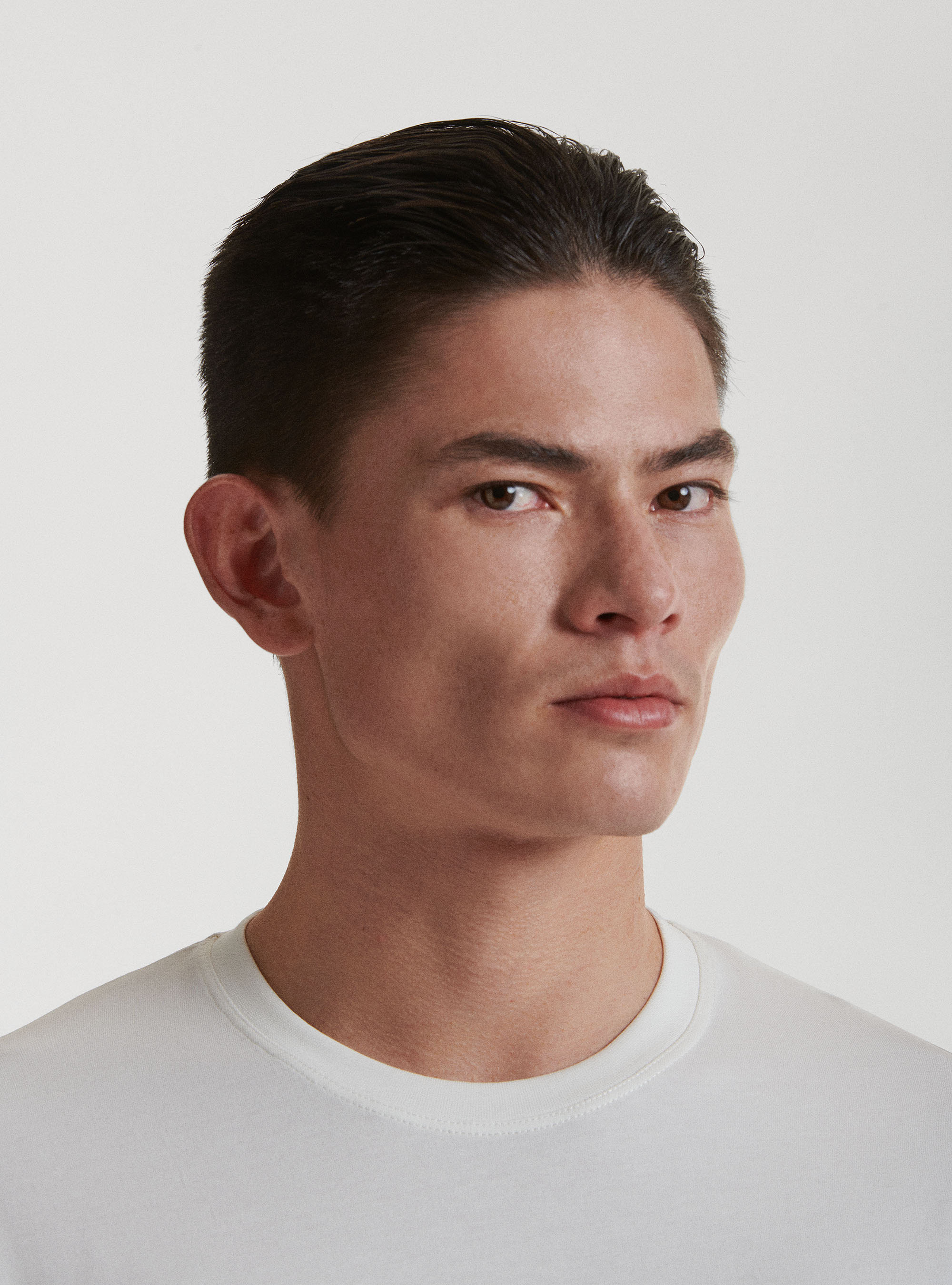 Camiseta de cuello redondo de algod&oacute;n Supima, BLANCO