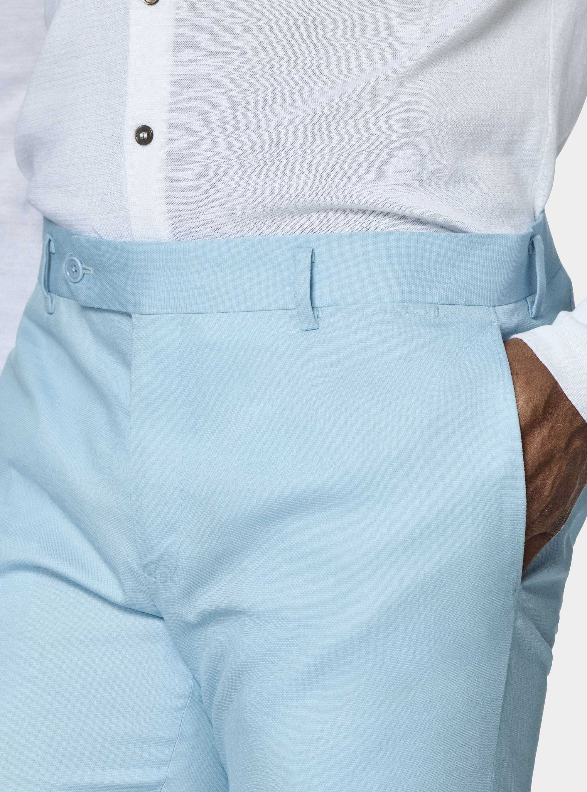 Pantal&oacute;n de traje de algod&oacute;n, CELESTE