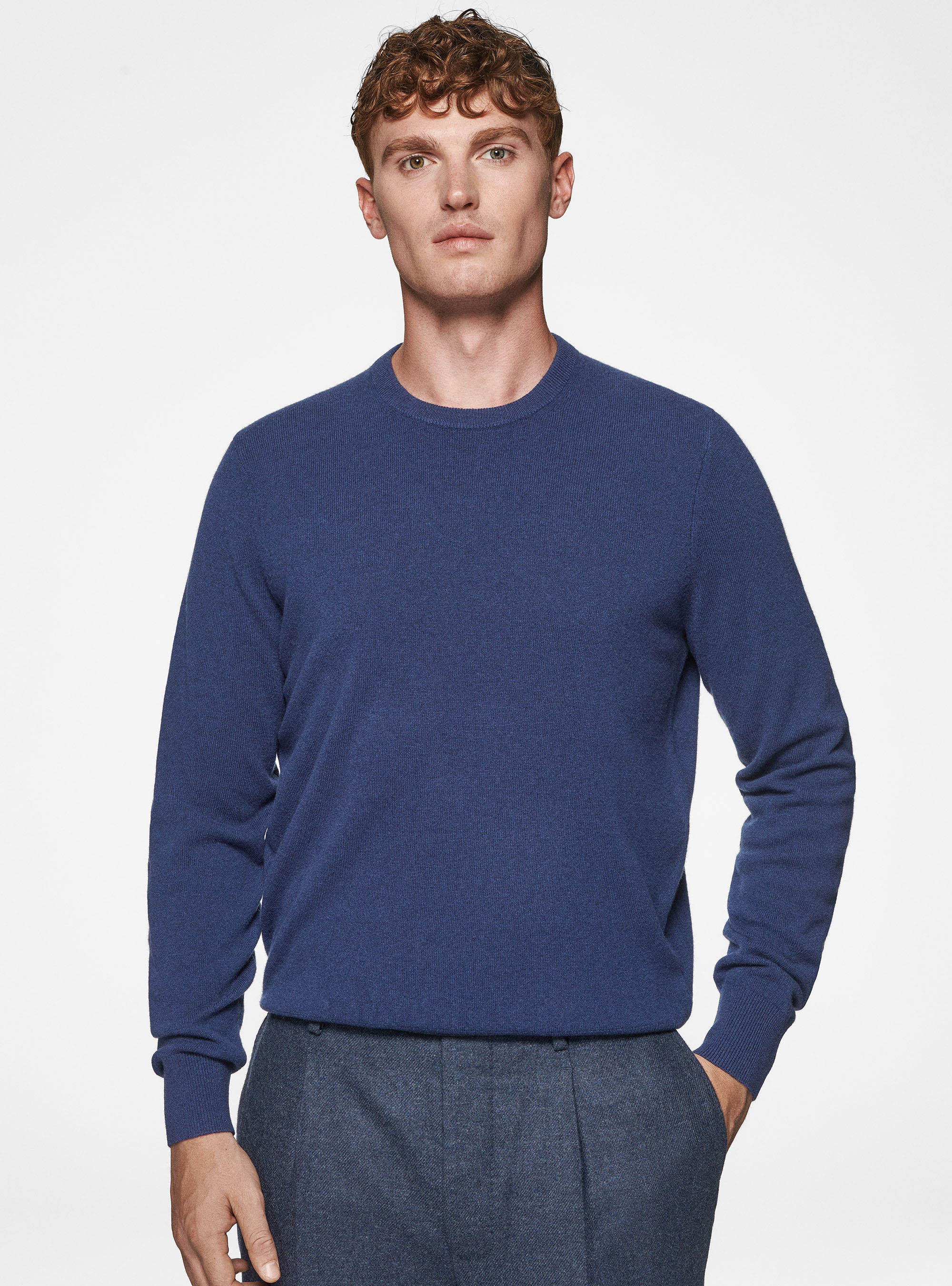Maglia girocollo in lambswool e cashmere, INCHIOSTRO