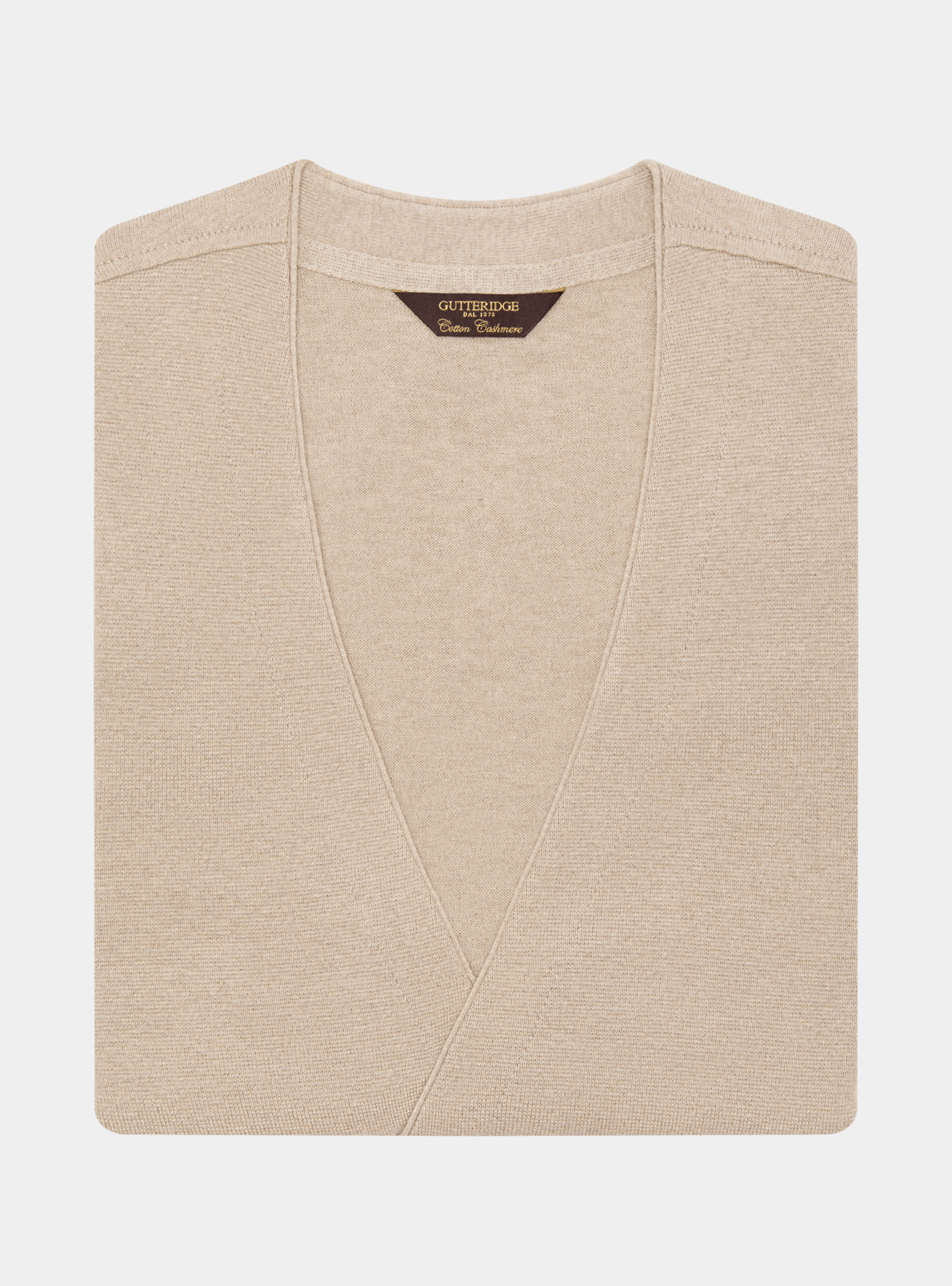 Double-breasted cotton and cashmere knit gilet, SAND