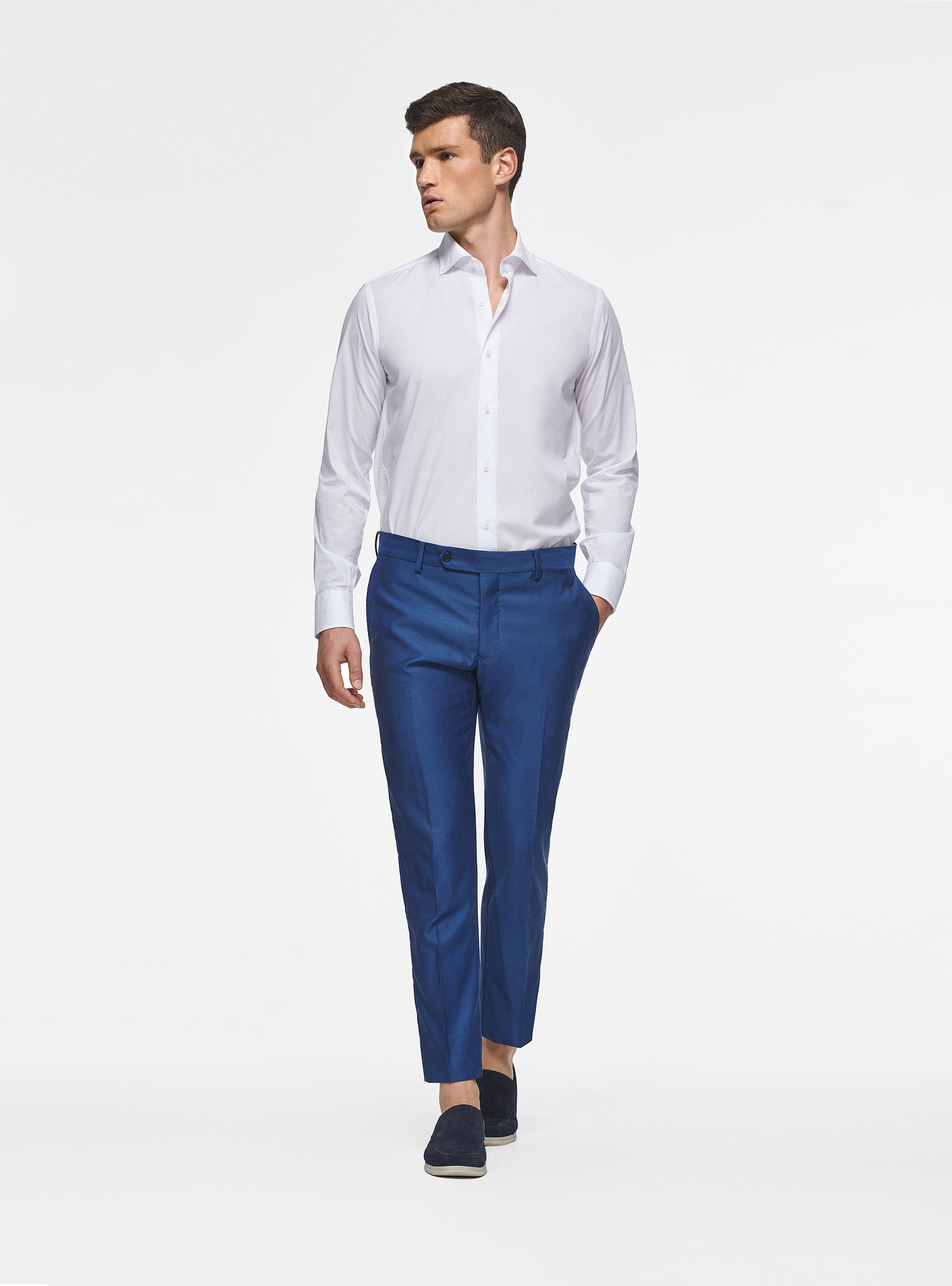 Trousers in pure 110's superfine wool, BLUE