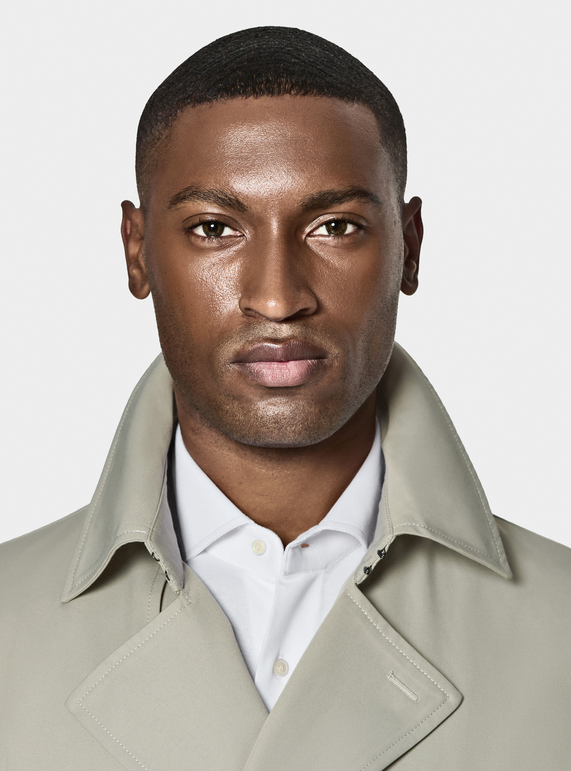 Cotton twill trench coat, ECRU