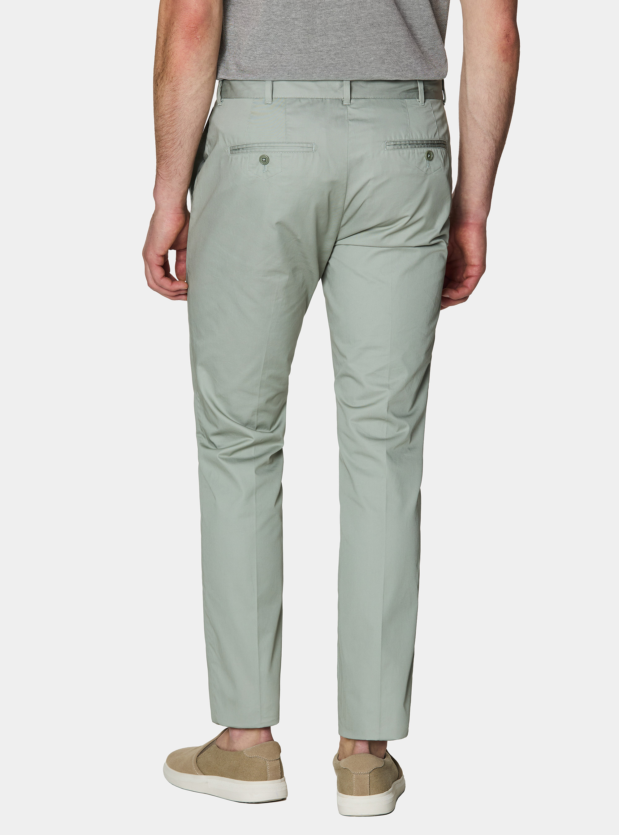 Lightweight twill slim fit chino trousers, VERDE GIADA 0655C