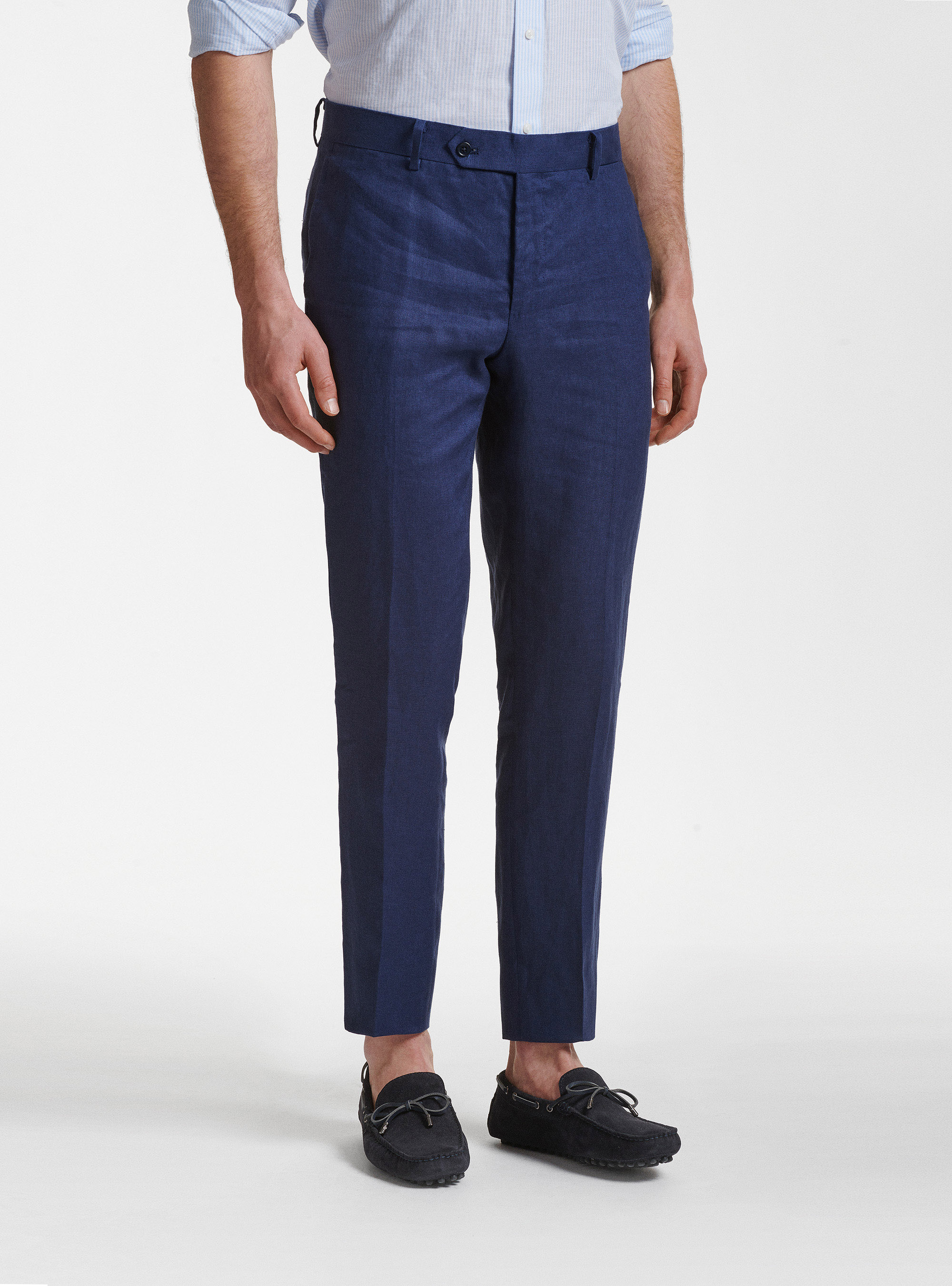 Pure linen suit trousers, BLUE