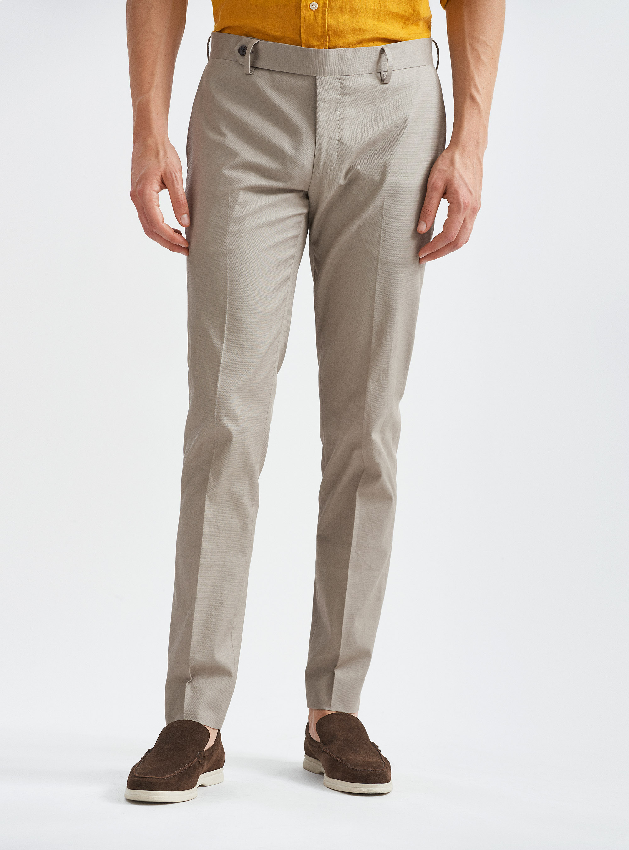Armoured stretch cotton suit trousers, MUD