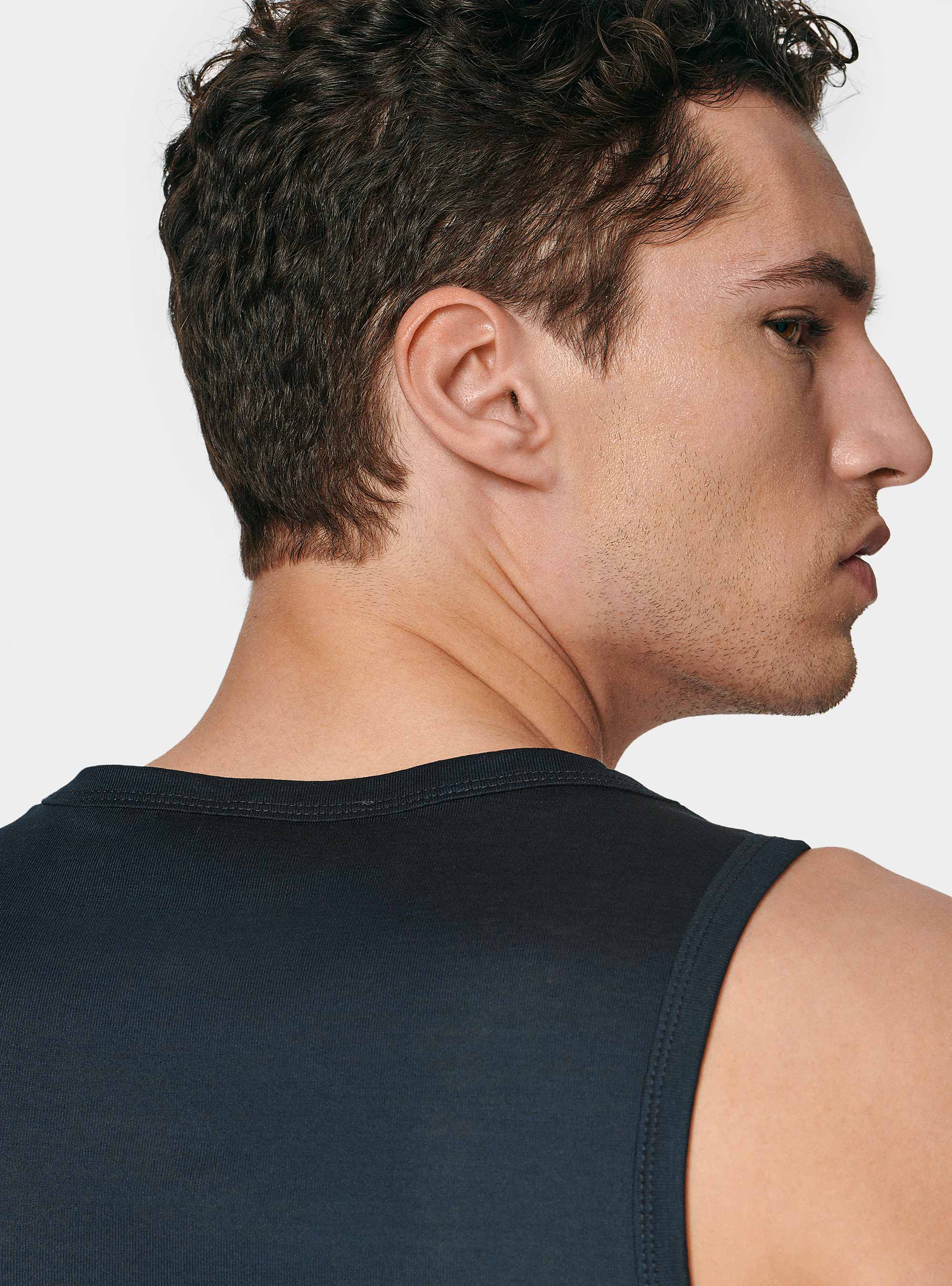 Cotton thread tank top, NAVY BLUE