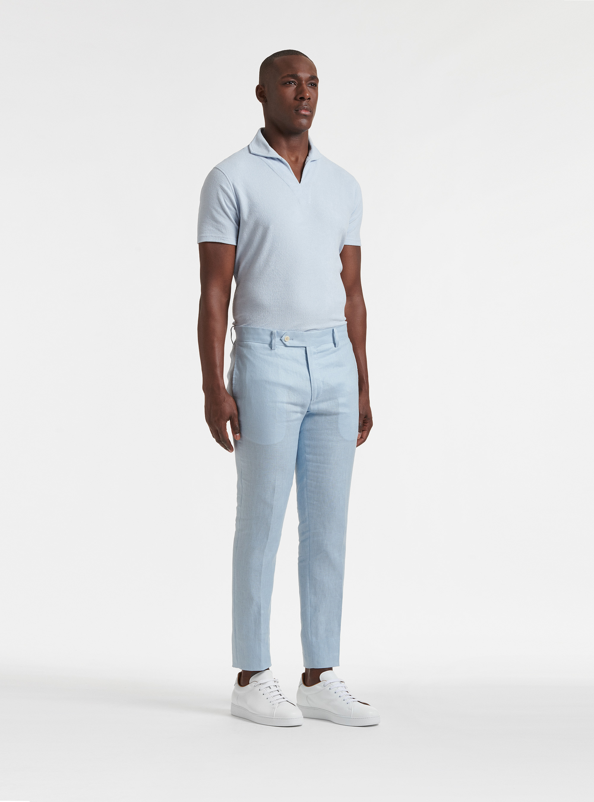 Pure linen suit trousers, LIGHT BLUE