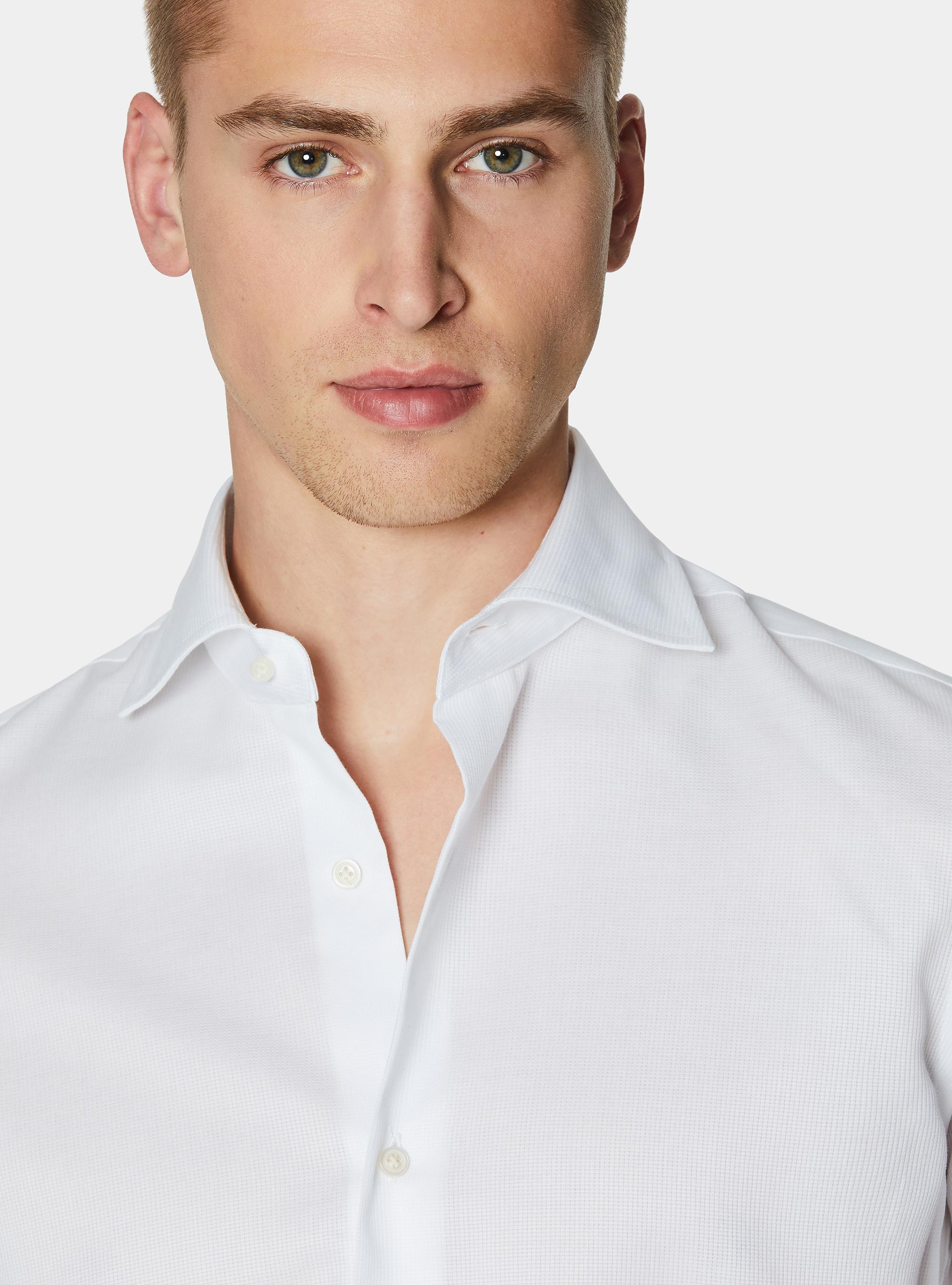 Textured cotton shirt, WHITE