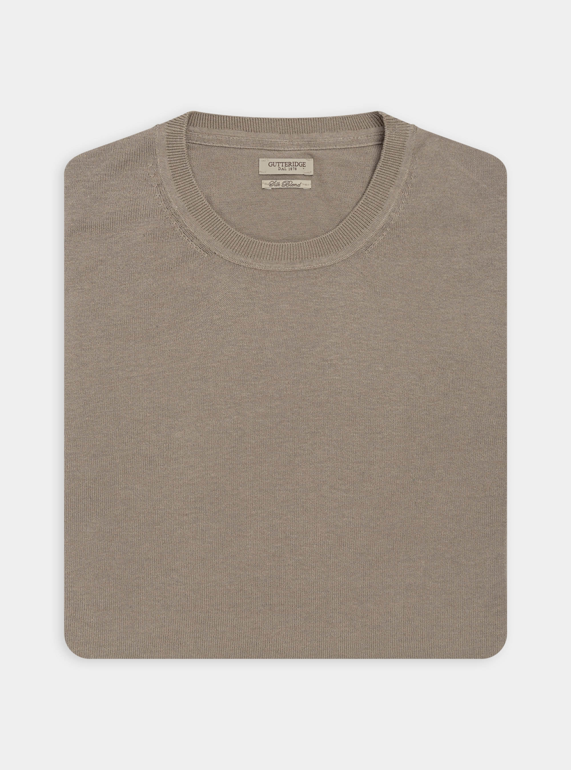 Silk and cotton crew-neck sweater, SAND
