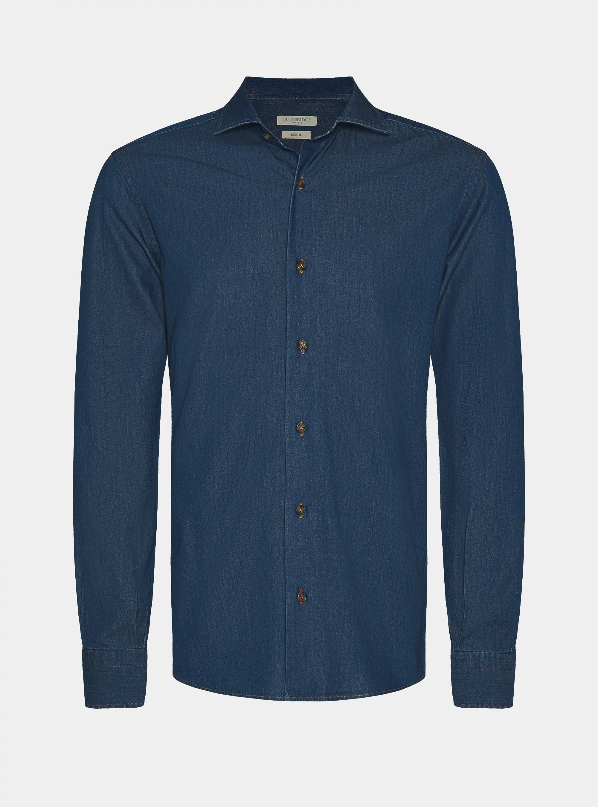 Cotton chambray shirt, NAVY BLUE