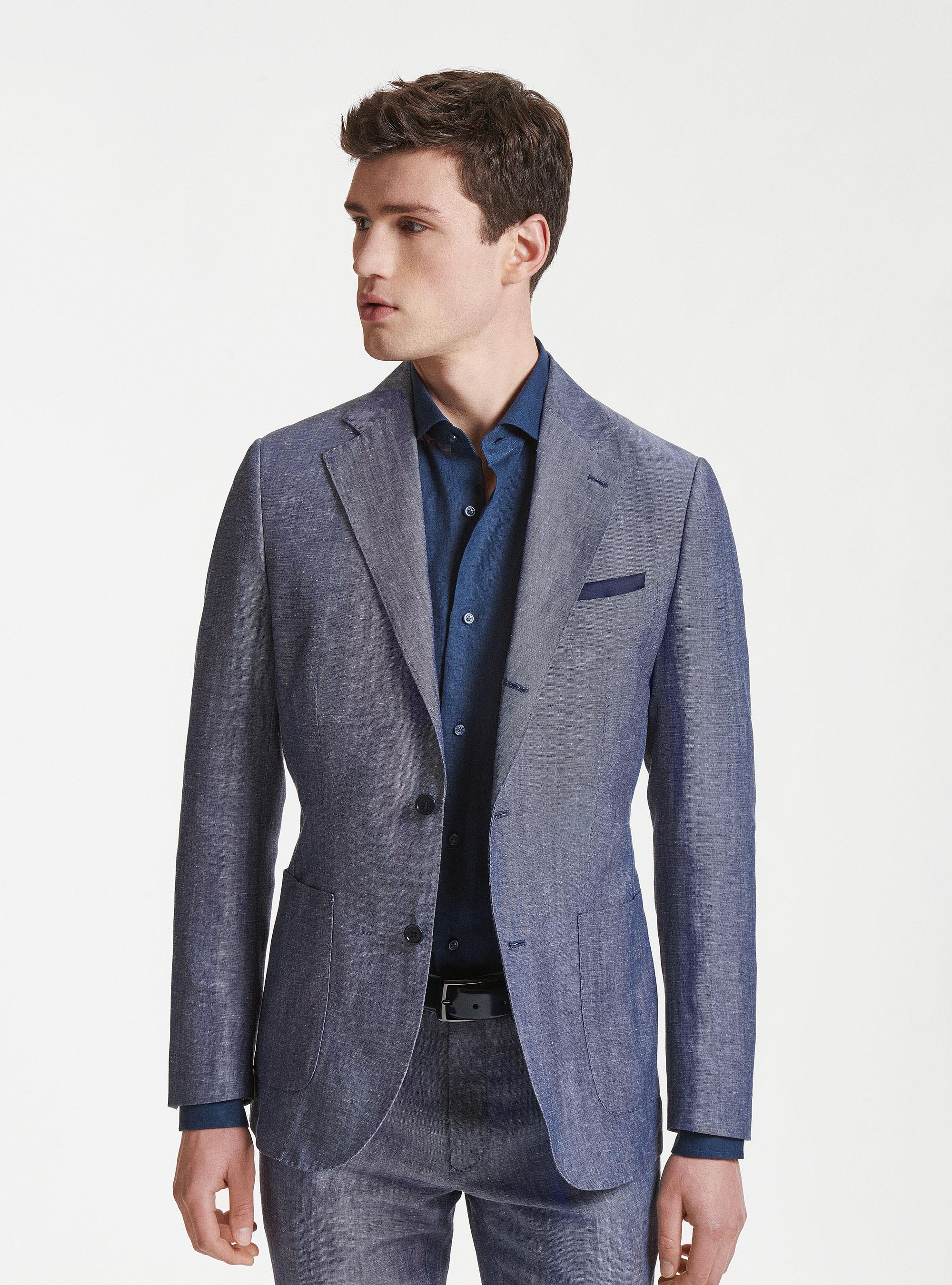 Wool and linen suit blazer DUEMILAGORI, 0243C DENIM