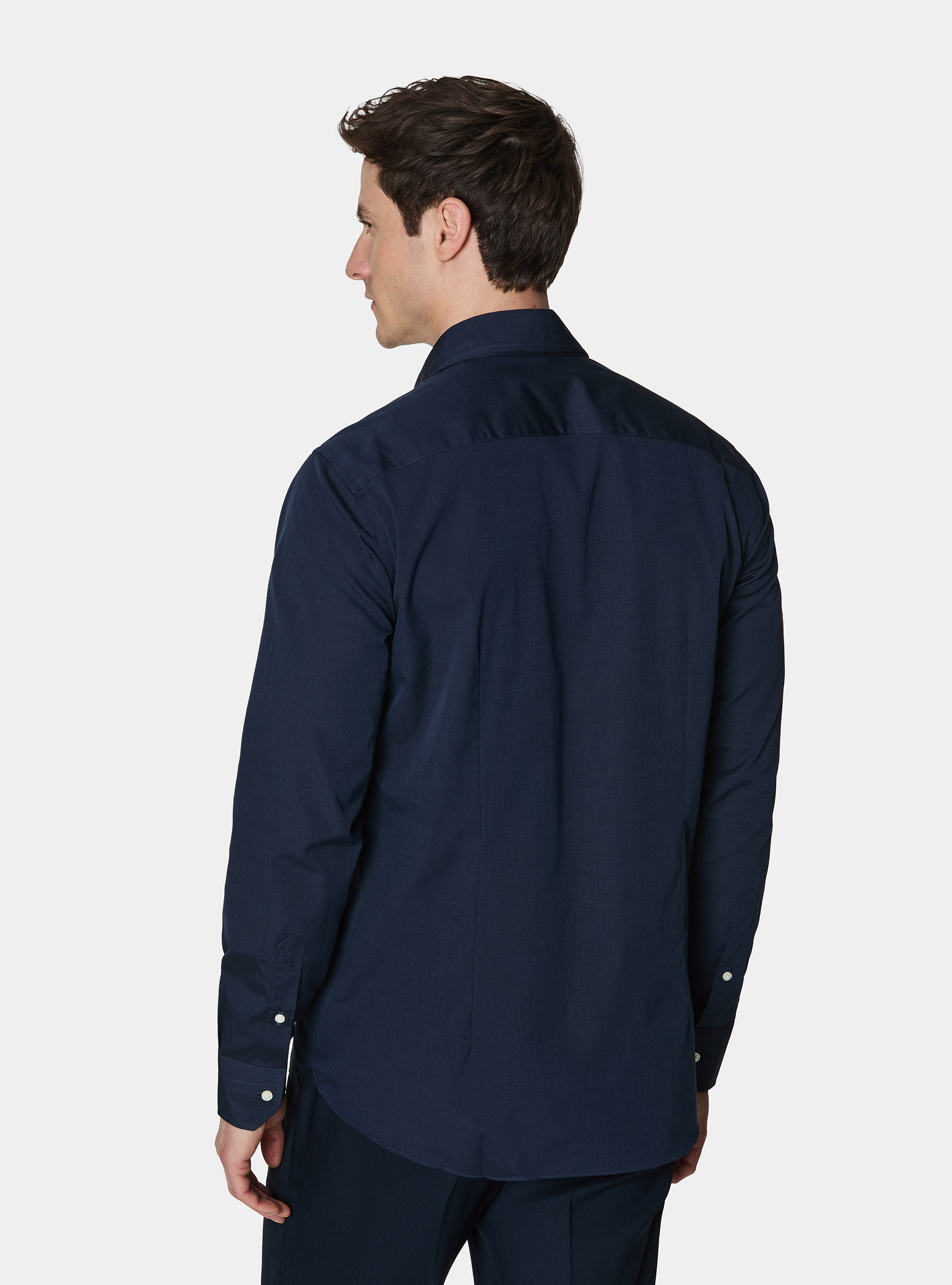 Camisa de algod&oacute;n fil a fil, AZUL MARINO