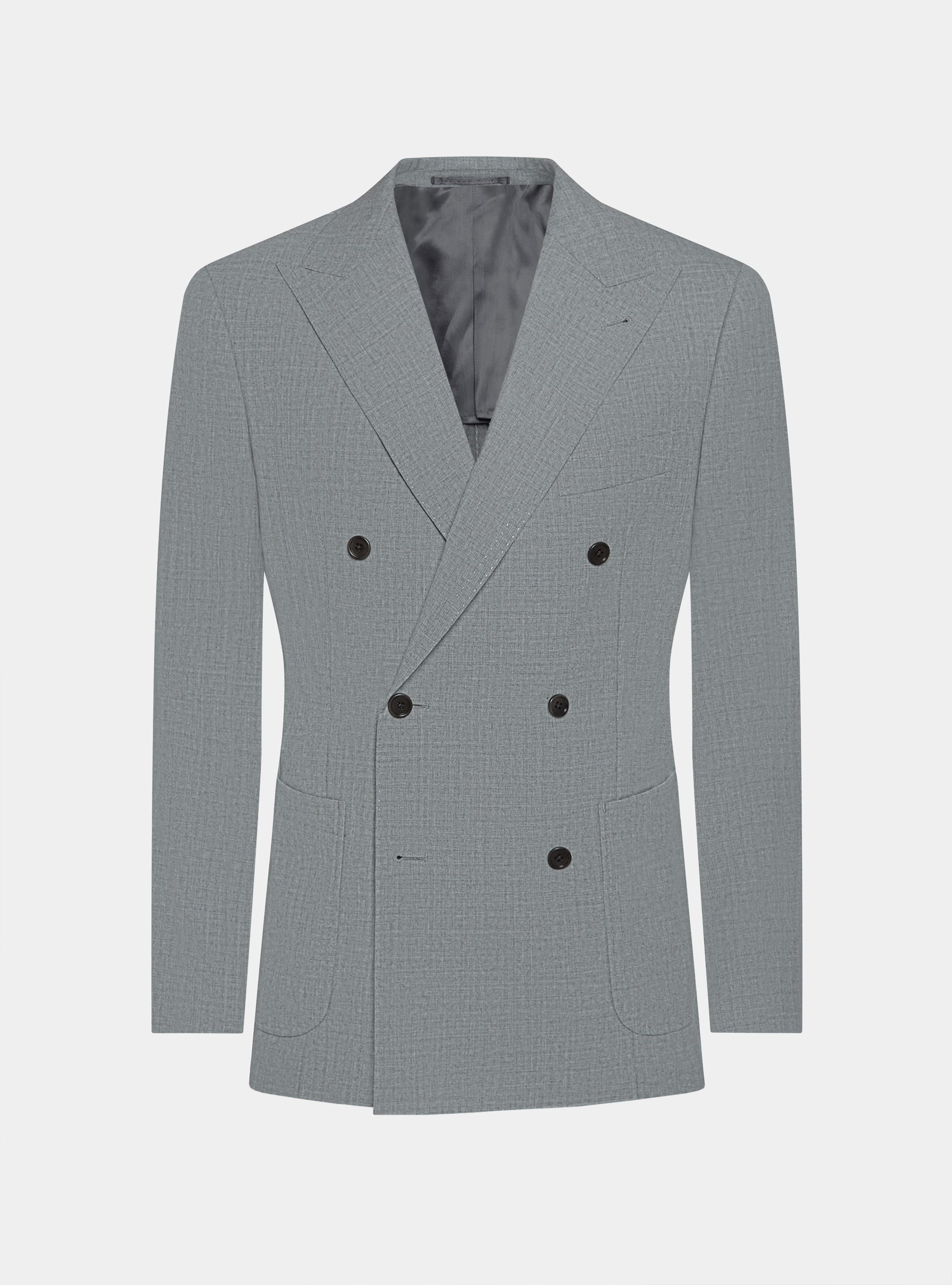 Vitale Barberis Canonico pure wool double-breasted blazer, LIGHT GREY MELANGE