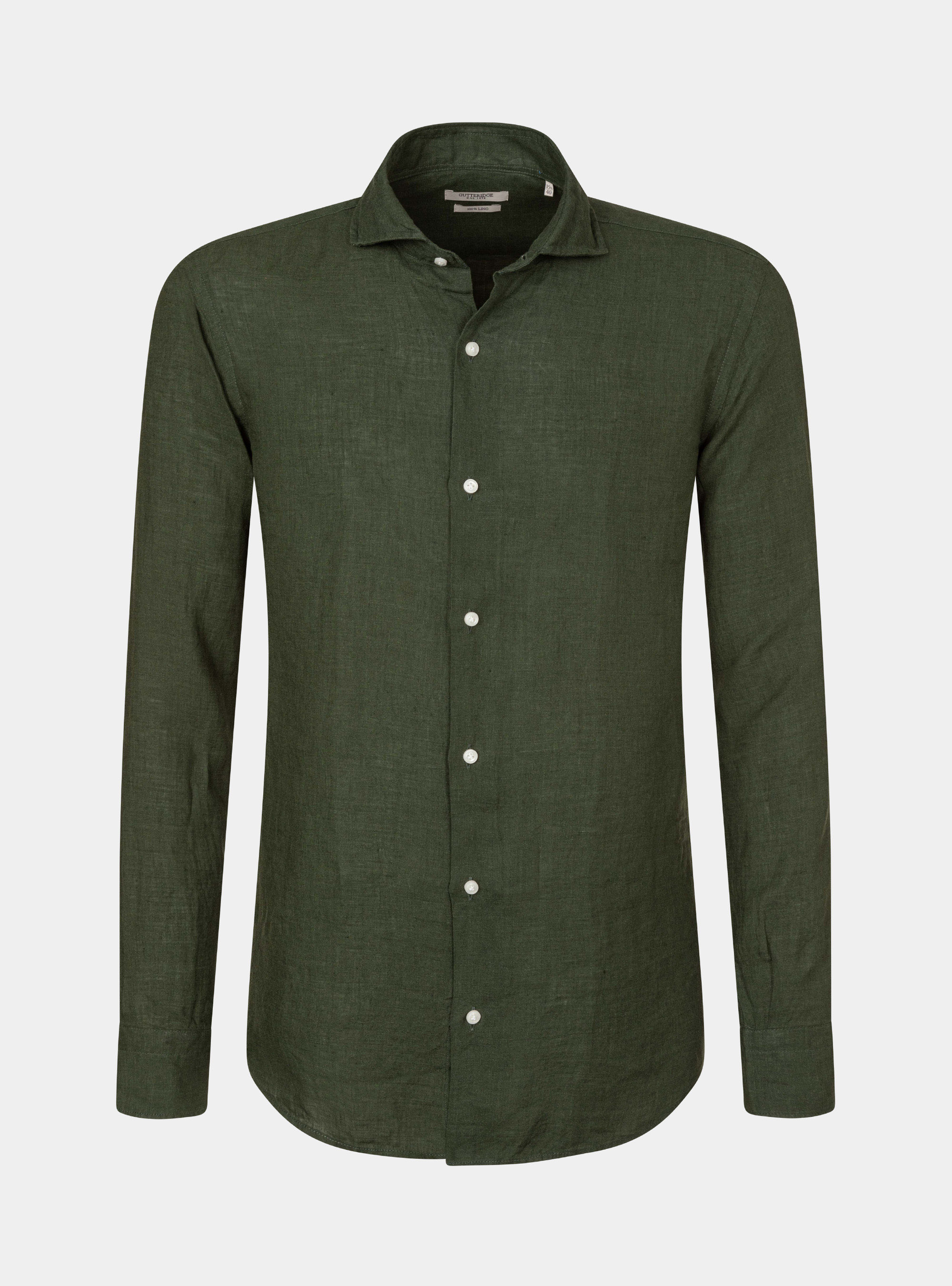 Chemise &agrave; col fran&ccedil;ais en pur lin, VERT