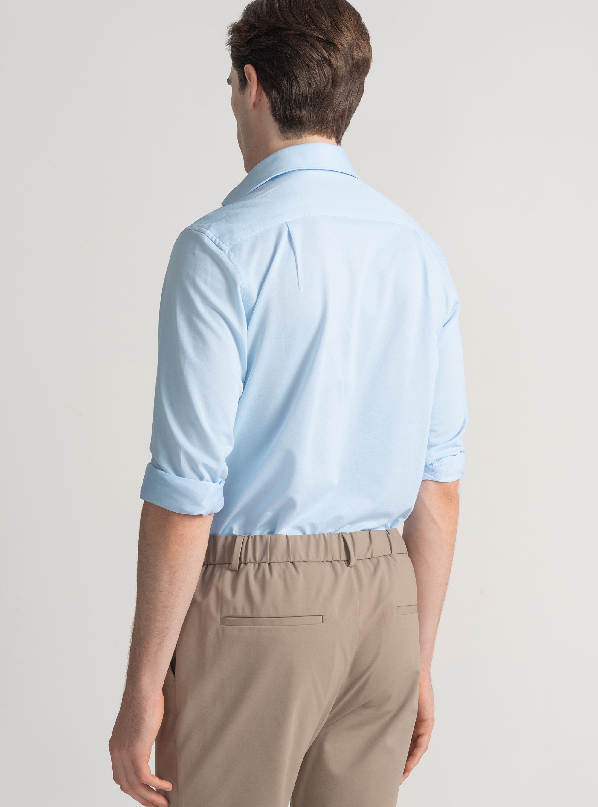 Camicia in jersey di misto cotone, AZZURRO