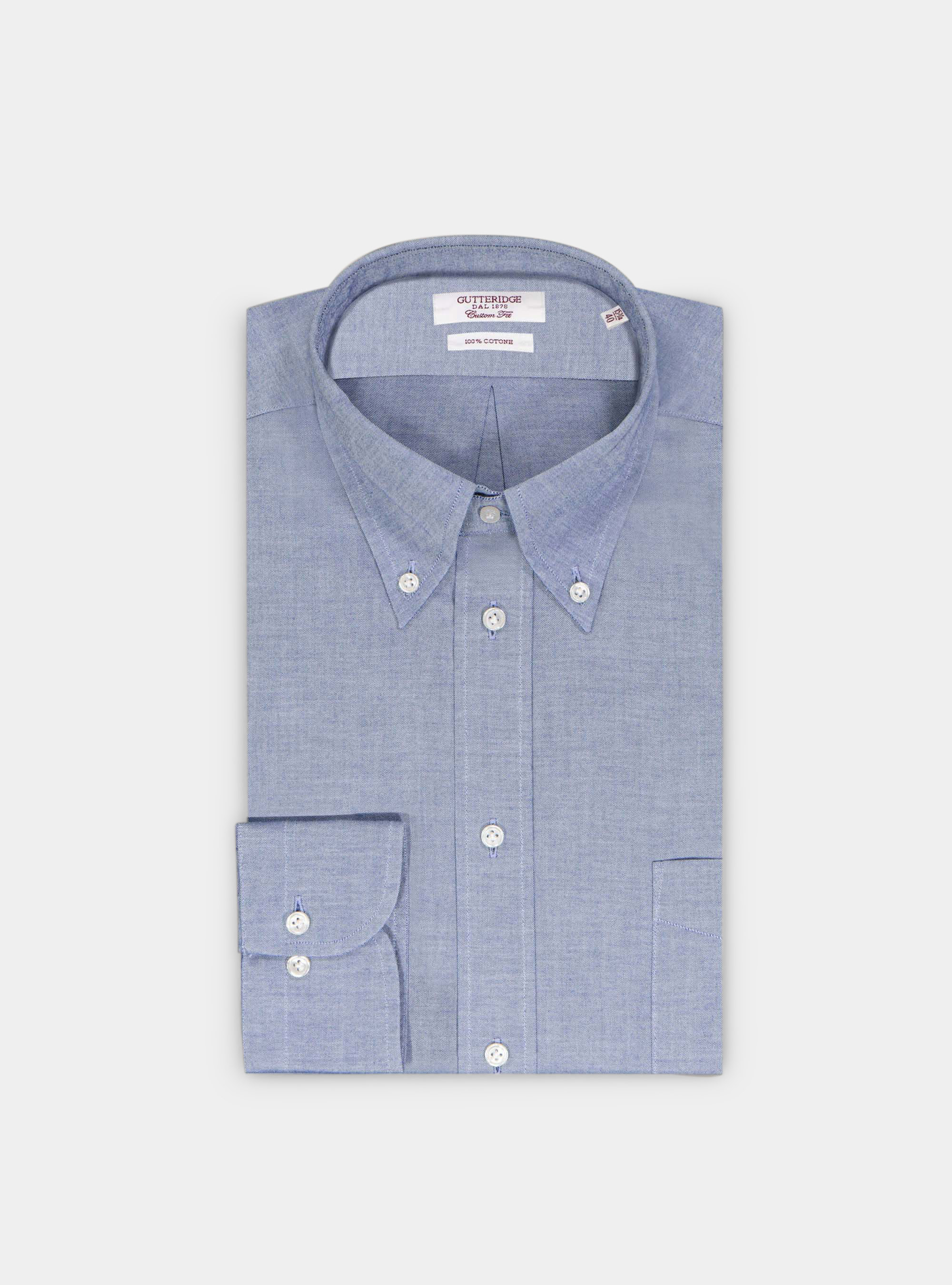 Camicia custom collo button down in oxford, BLU