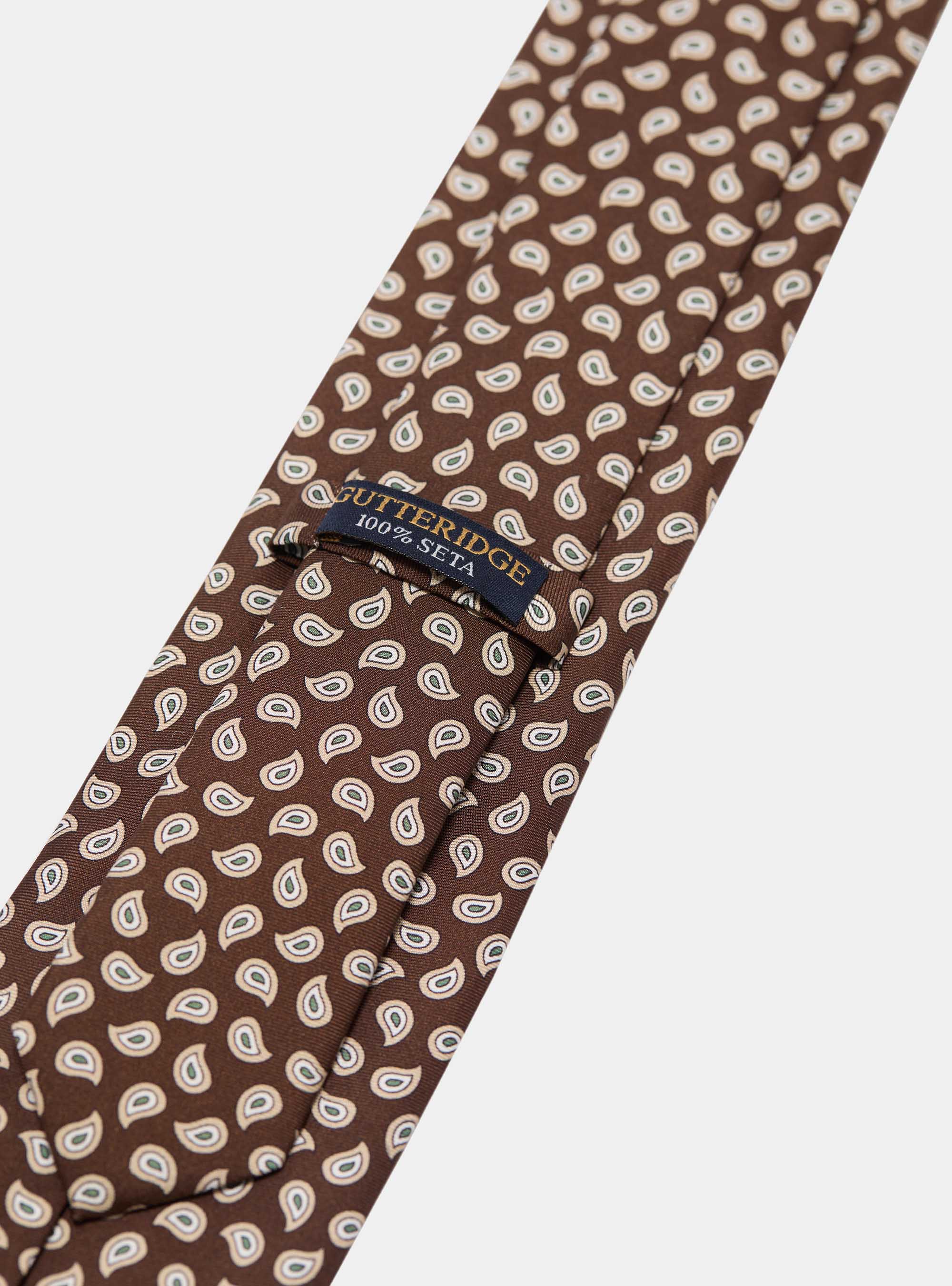 Paisley-patterned silk tie, BROWN
