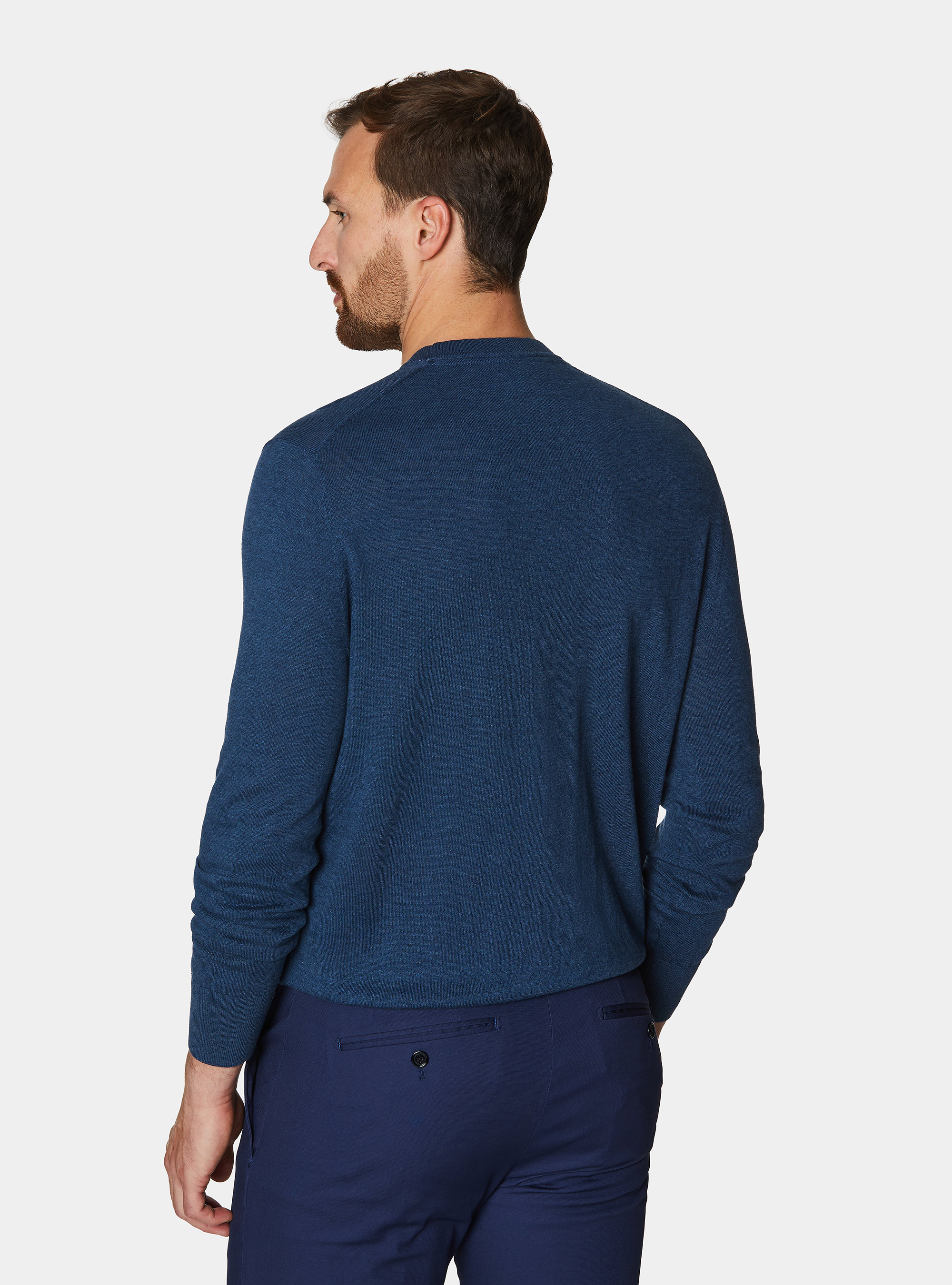 Cotton silk and cashmere crew neck sweater, INK