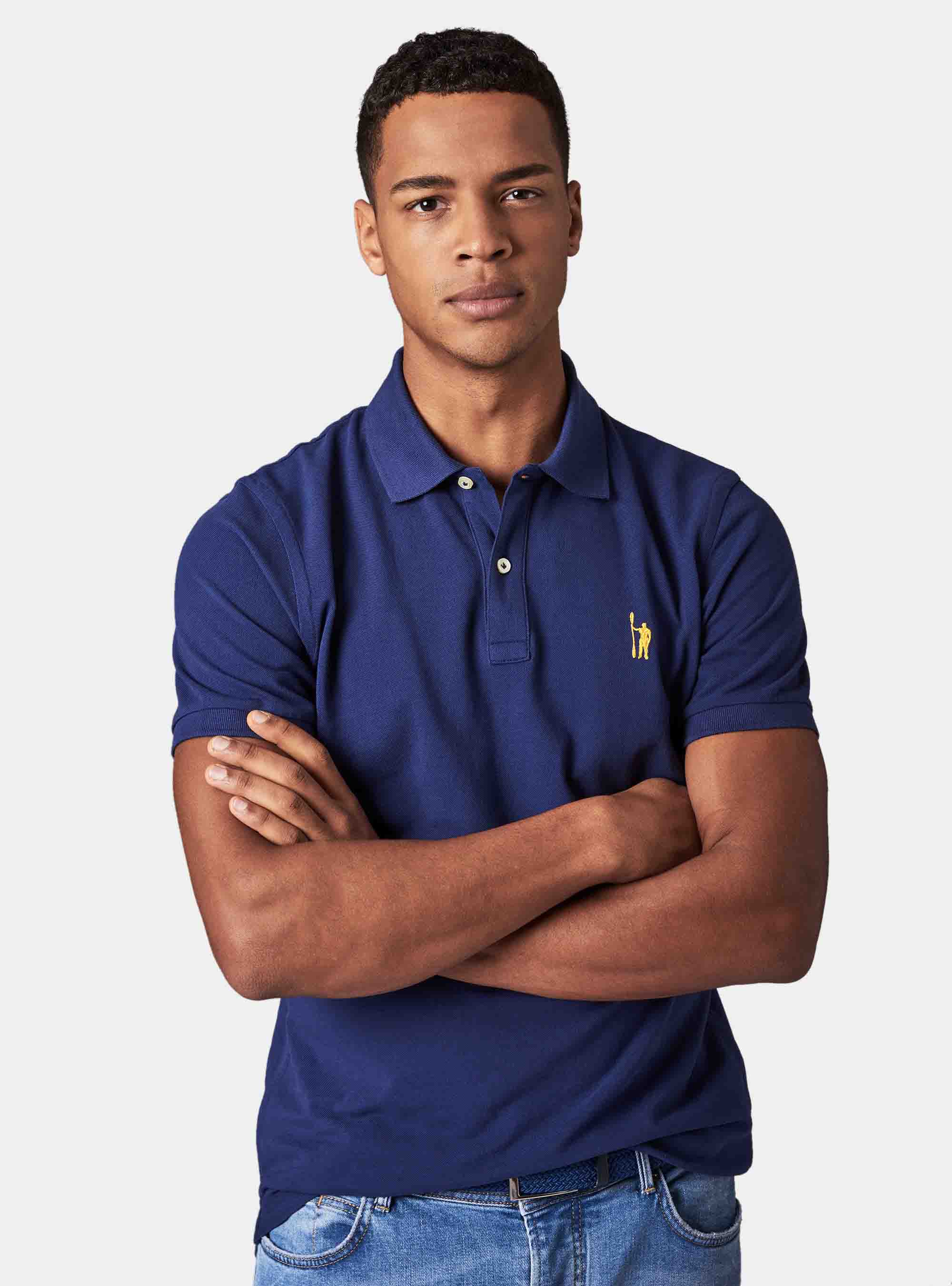 Polo basica in piquet, BLU