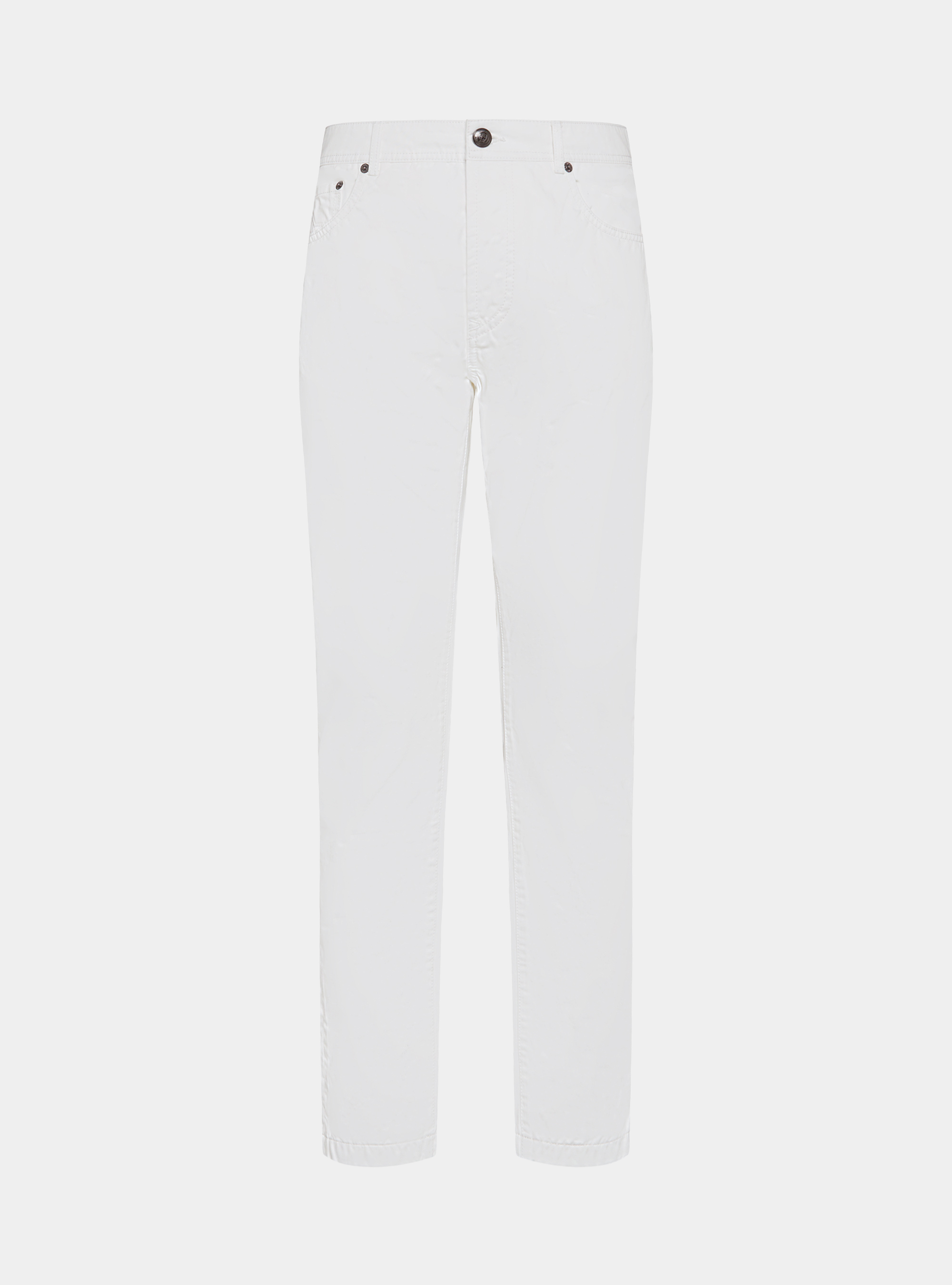 Pantal&oacute;n de 5 bolsillos en sarga de algod&oacute;n, BLANCO