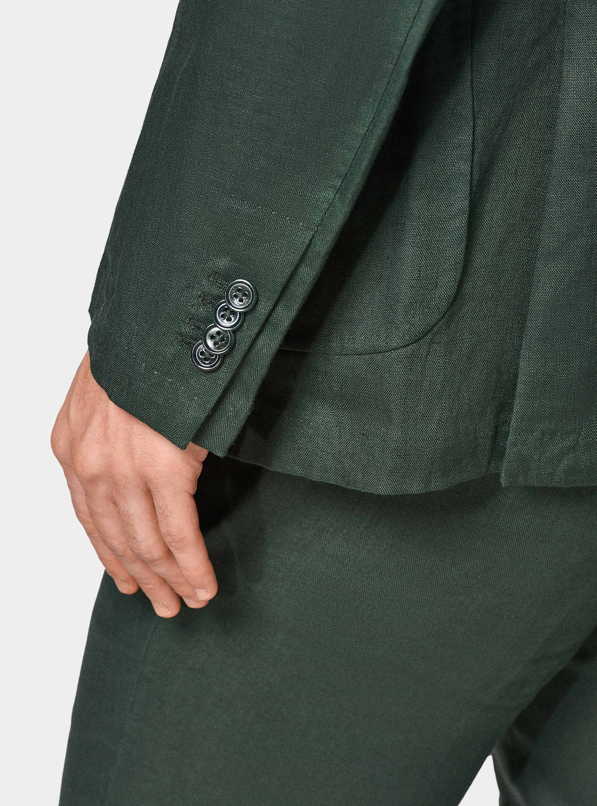 Pure linen suit blazer, GREEN