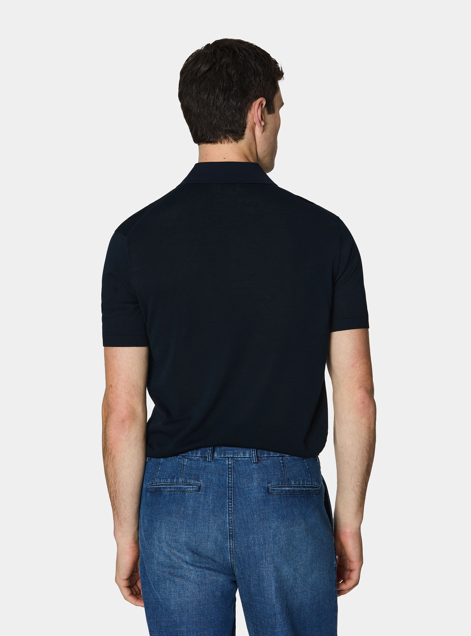 Poloshirt aus Baumwolle und Seide, NAVY 0218C