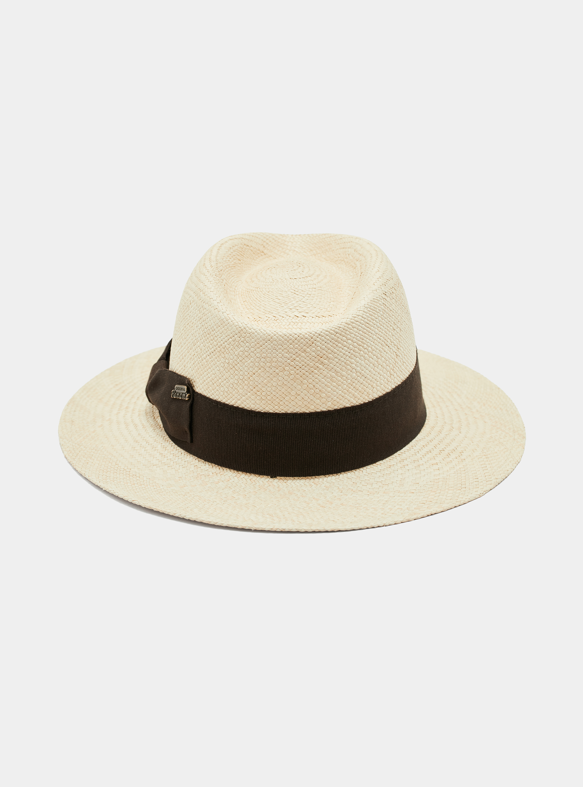 Panama hat with a band, ECRU/MARRONE EM01