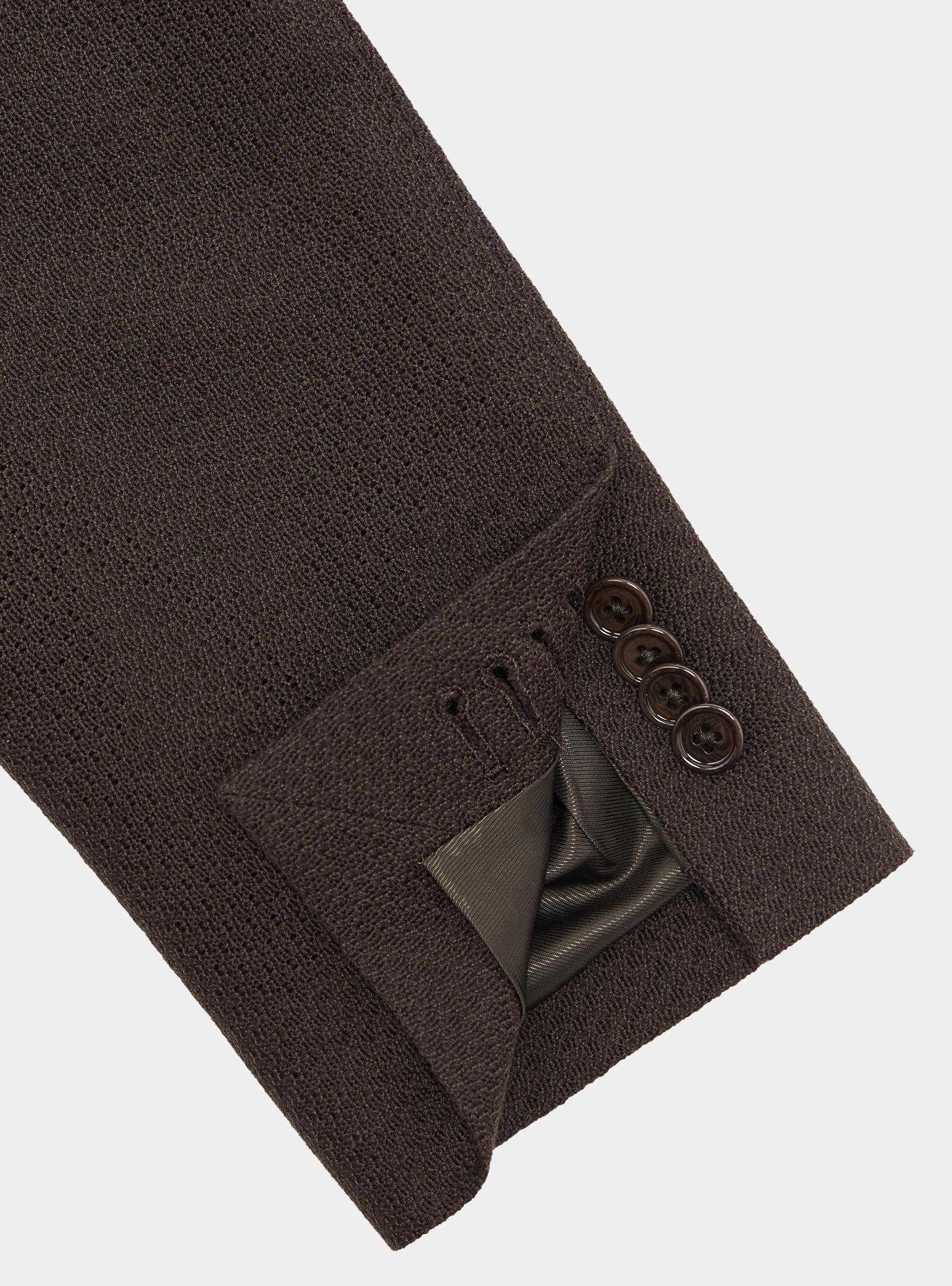 Wool and cotton leno blazer, BROWN