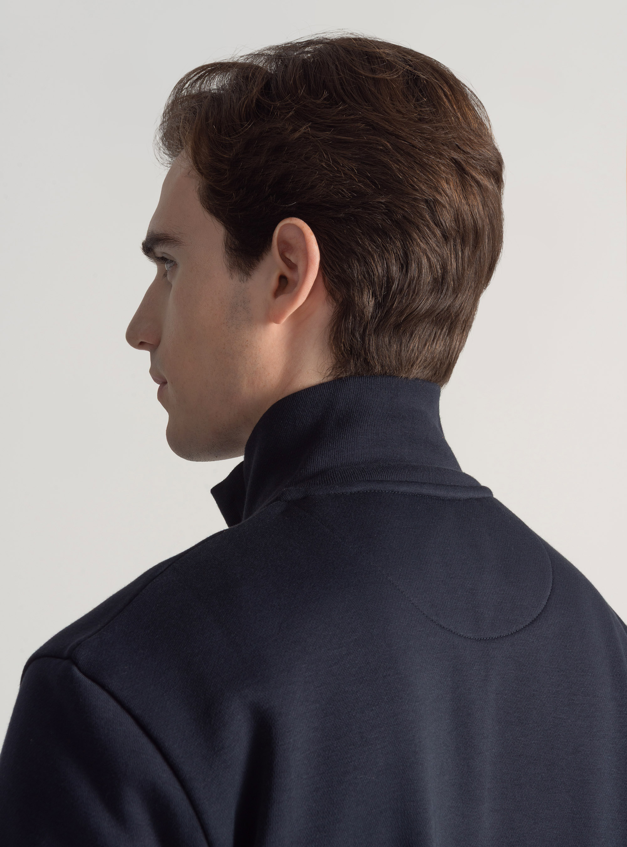 Cotton blend full zip sweatshirt, NAVY BLUE