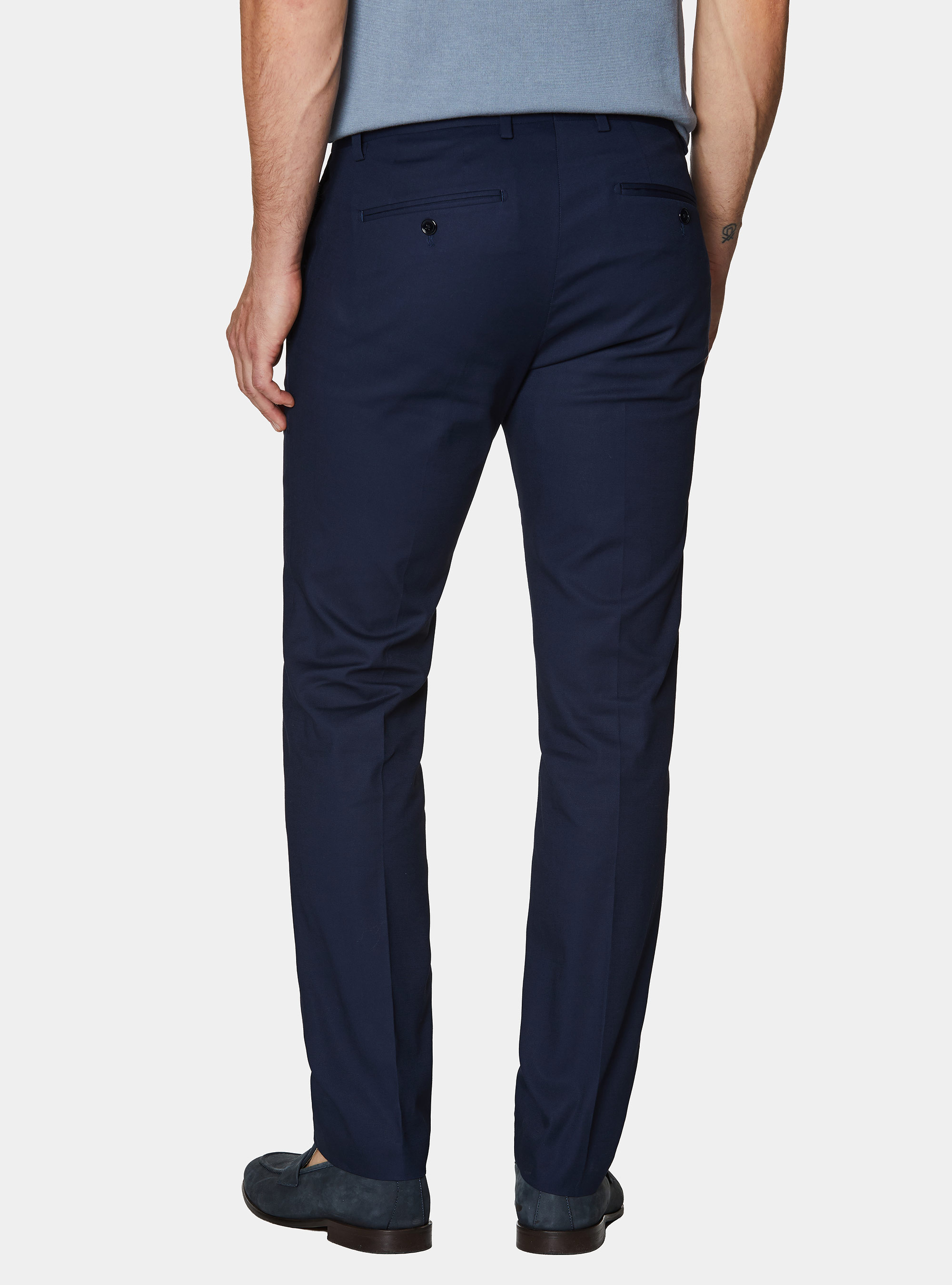 Cotton suit trousers, NAVY BLUE