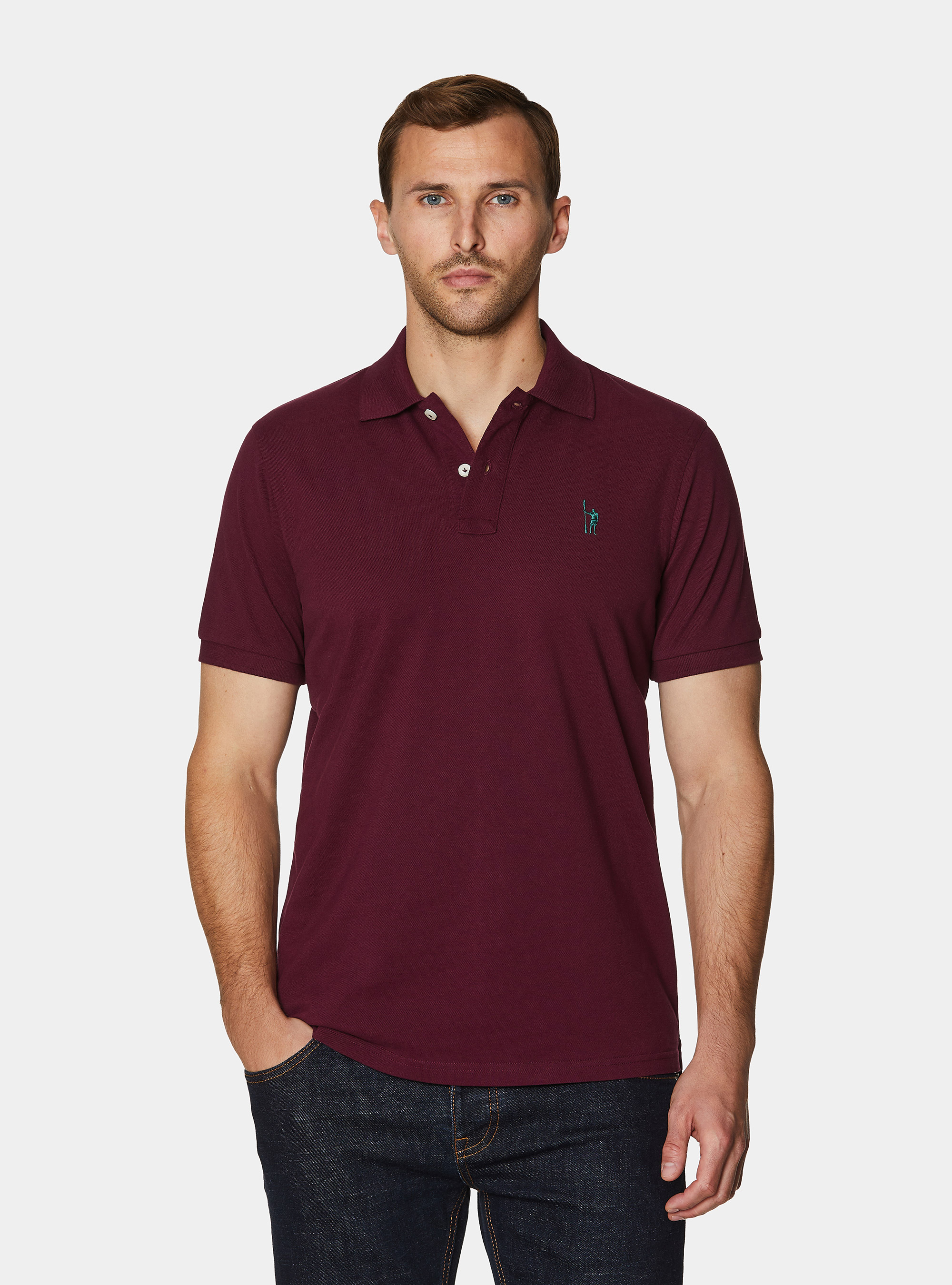 Polo cl&aacute;sico de piqu&eacute;, BURDEOS